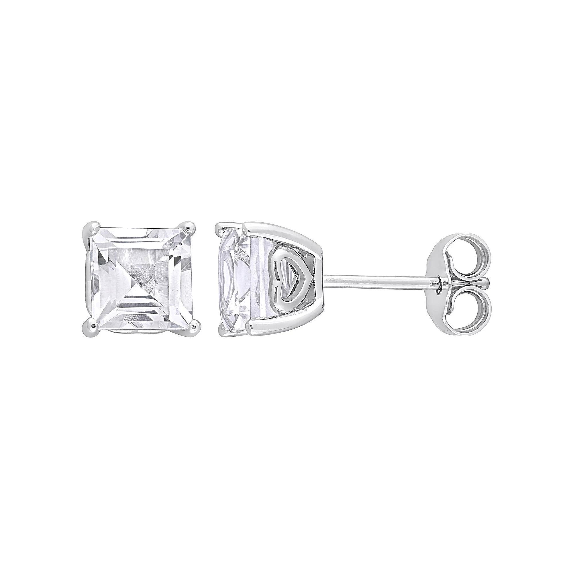 Stella Grace Sterling Silver & Gemstone Stud Earrings, Womens, White Topaz Product Image