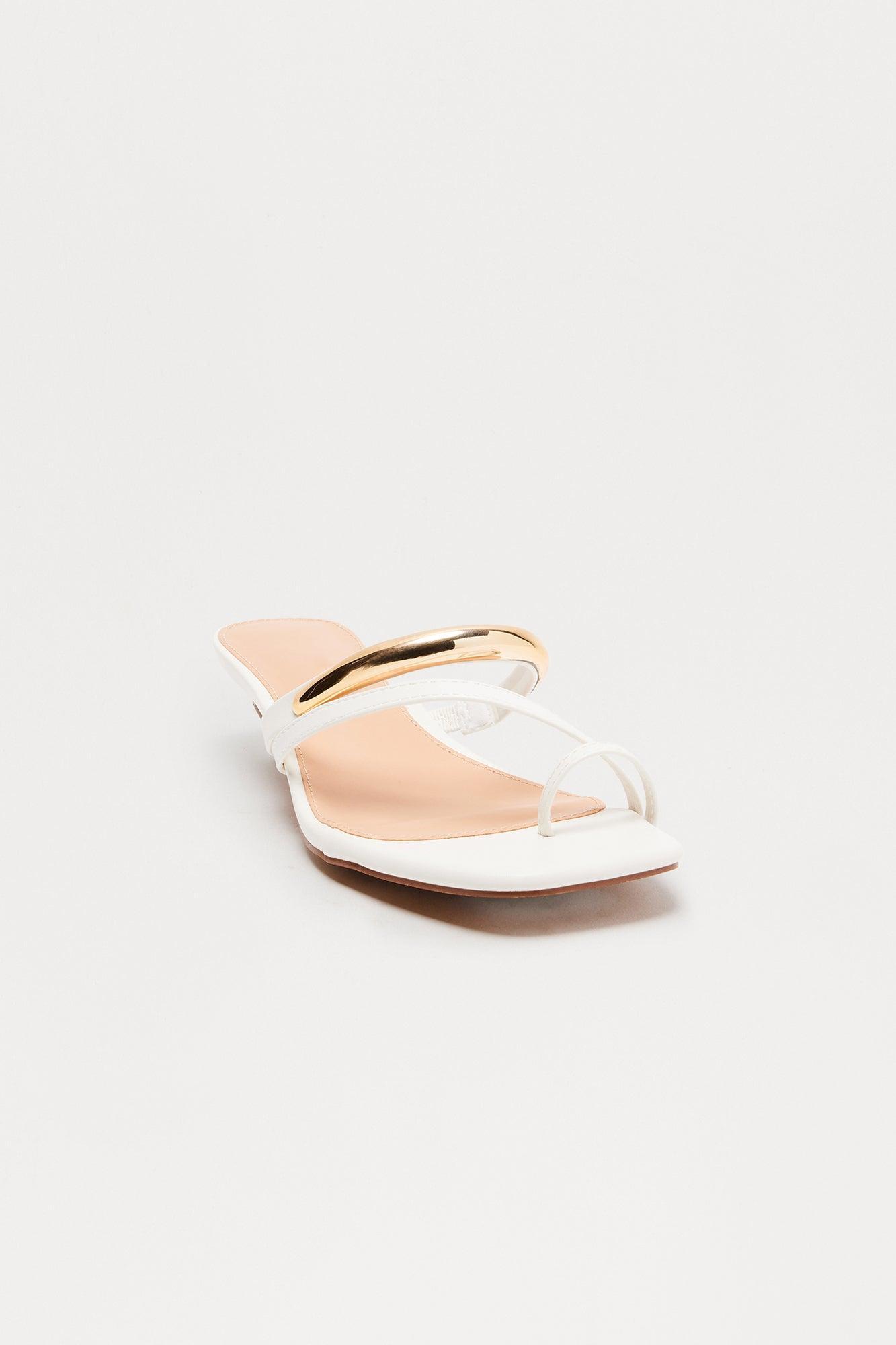 Bubbly Toe Ring Kitten Heels - White Female Product Image