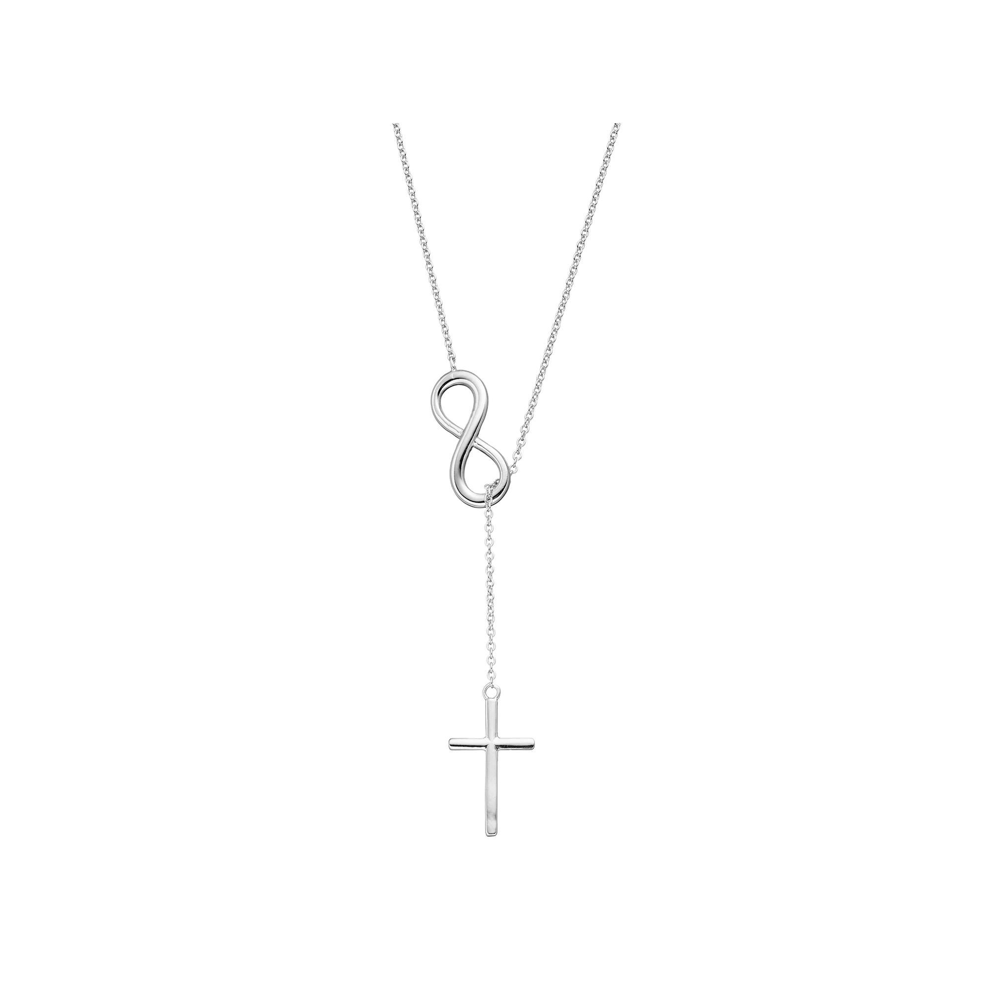 Sterling Silver Infinity & Cross Lariat Necklace, Women's, Size: 16-18" ADJ Product Image