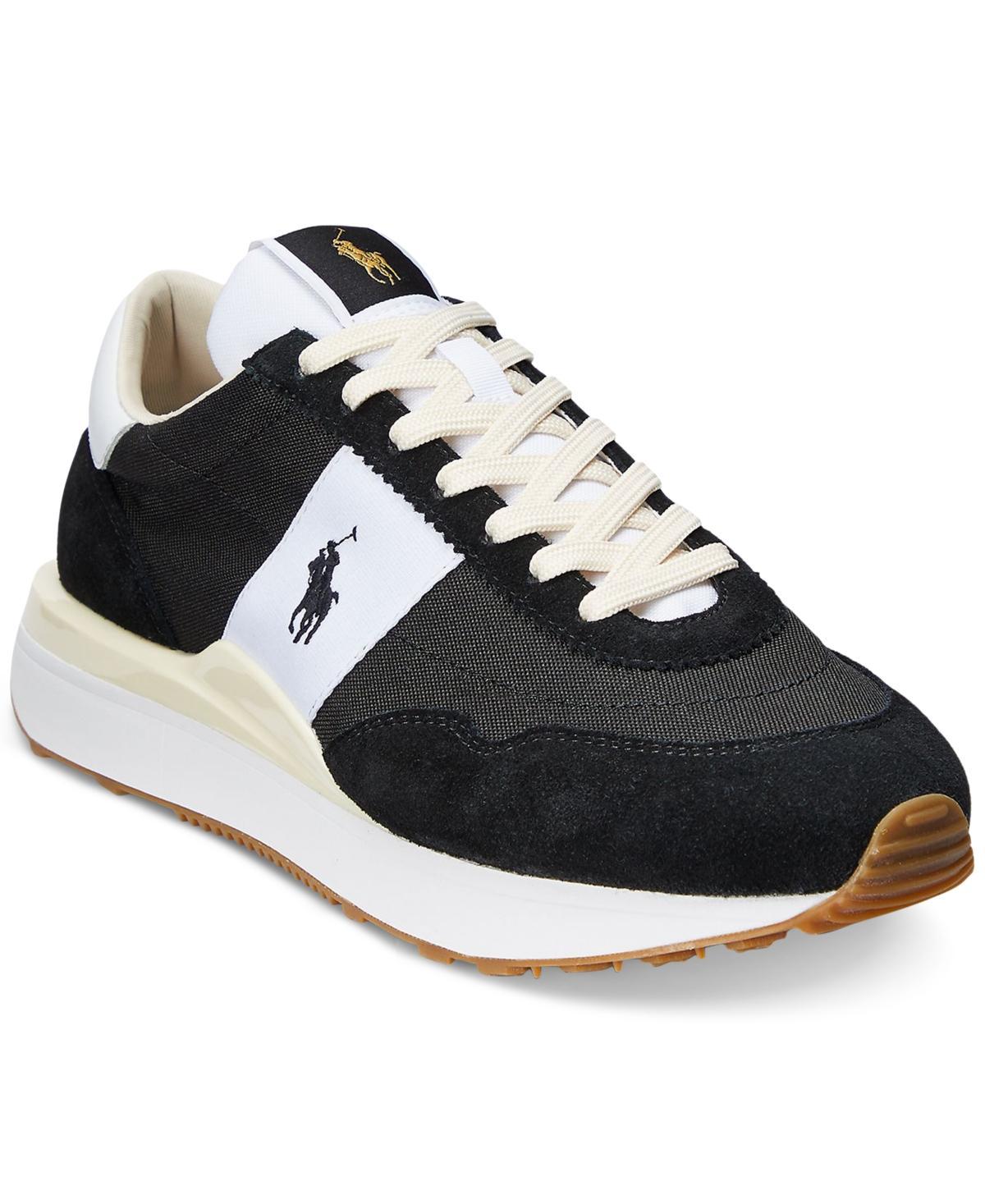 POLO RALPH LAUREN Men's Masters Court Leather Sneakers In Cream Blue Red Product Image