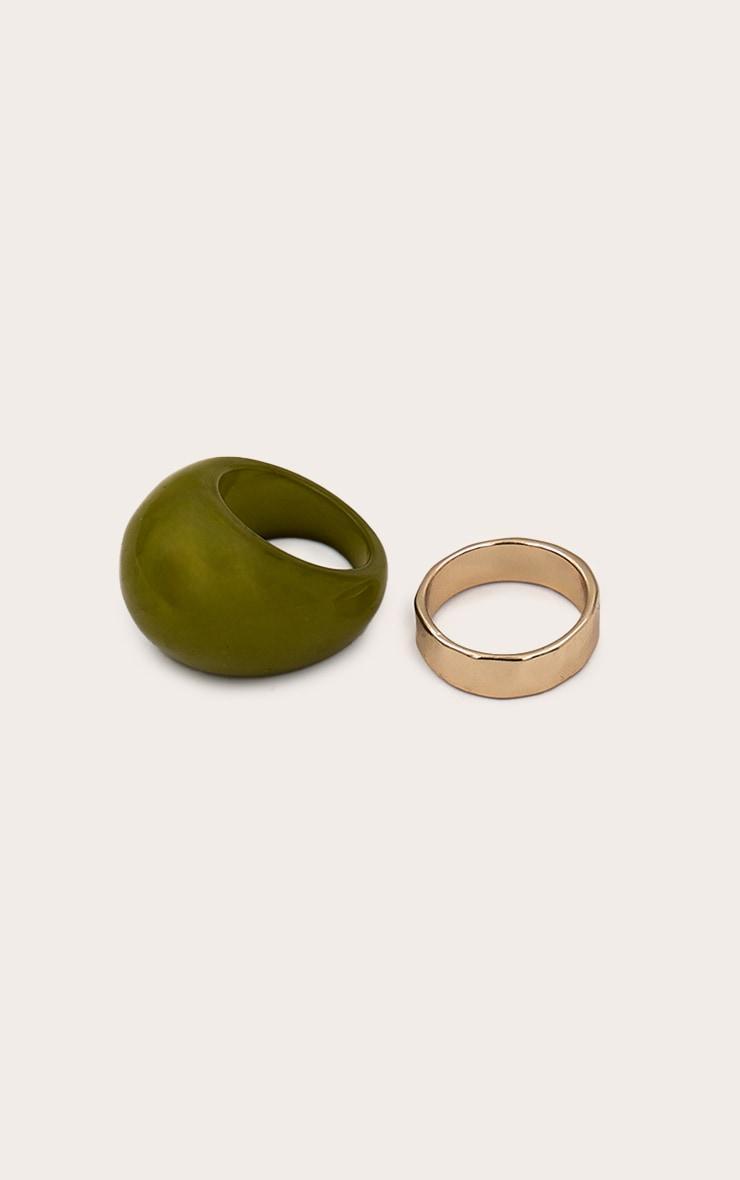 Gold and Green Resin Ring Multi Pack Product Image