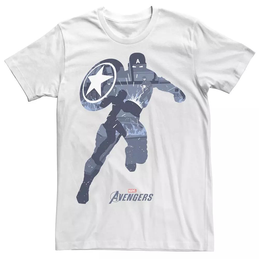 Men's Marvel Avengers Captain America Silhouette Fill Tee, Size: XL, White Product Image