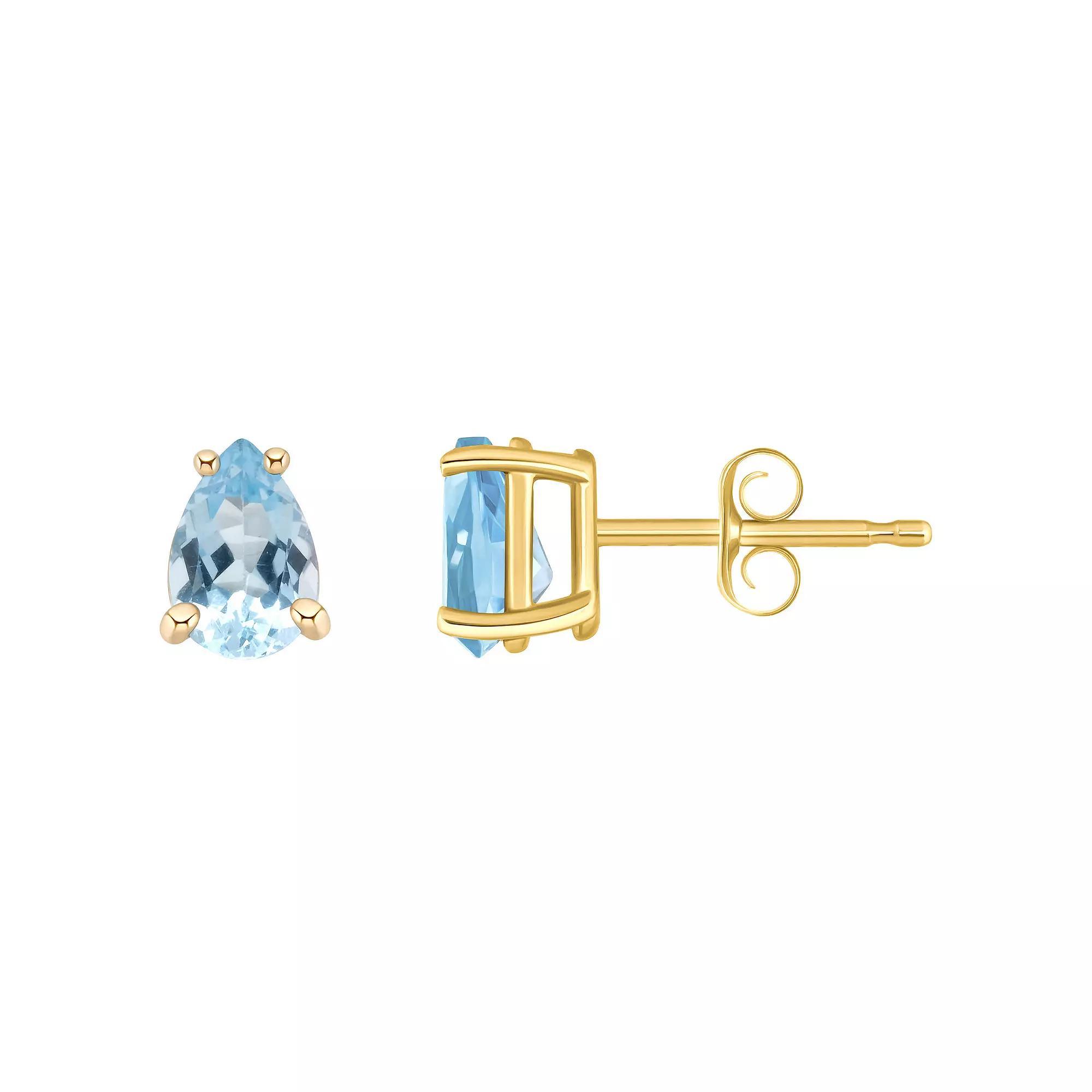Celebration Gems 14k White Gold Pear Shape Gemstone Stud Earrings, Women's, Aquamarine Product Image