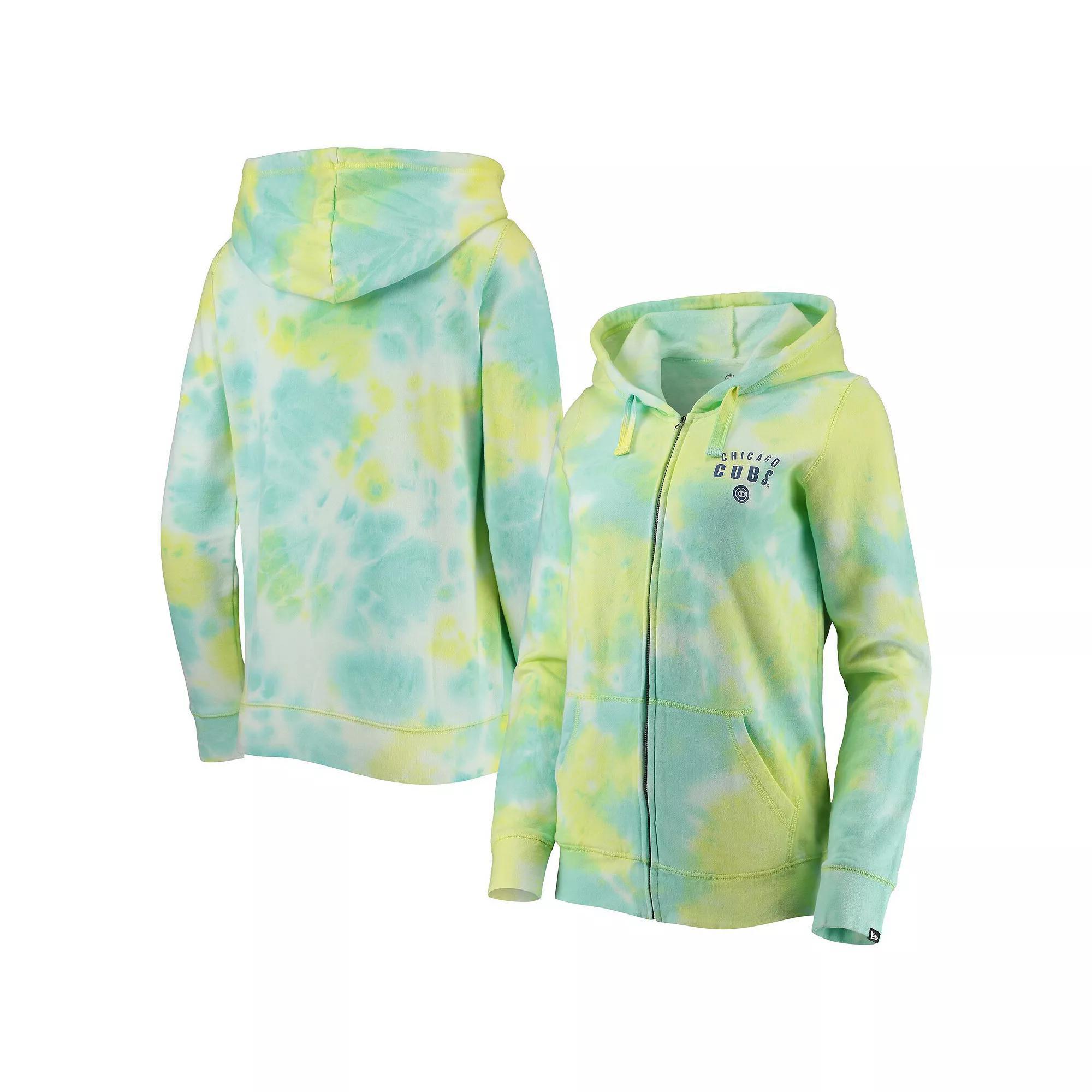 Womens New Era Chicago Cubs Tie-Dye Full-Zip Hoodie Product Image
