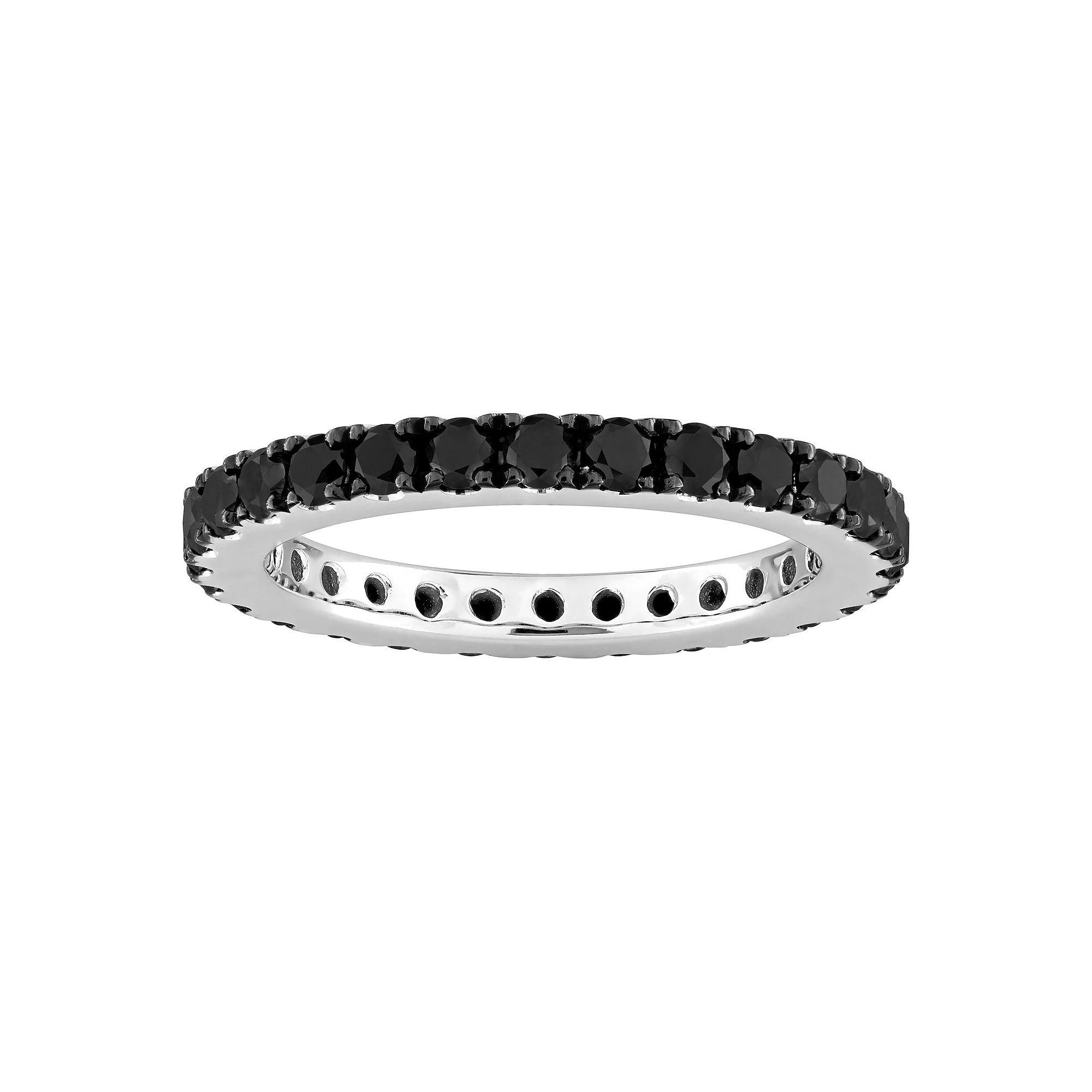 Stella Grace 14k White Gold 1 1/4 Carat T.W. Black Diamond Eternity Ring, Women's, Size: 5 Product Image
