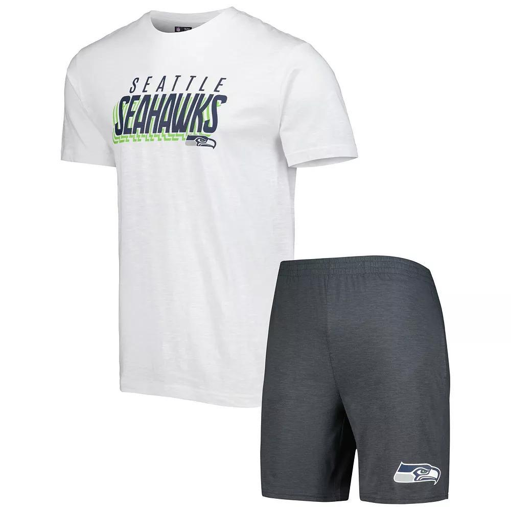 Men's Concepts Sport Charcoal/White Seattle Seahawks Downfield T-Shirt & Shorts Sleep Set, Size: Large Product Image