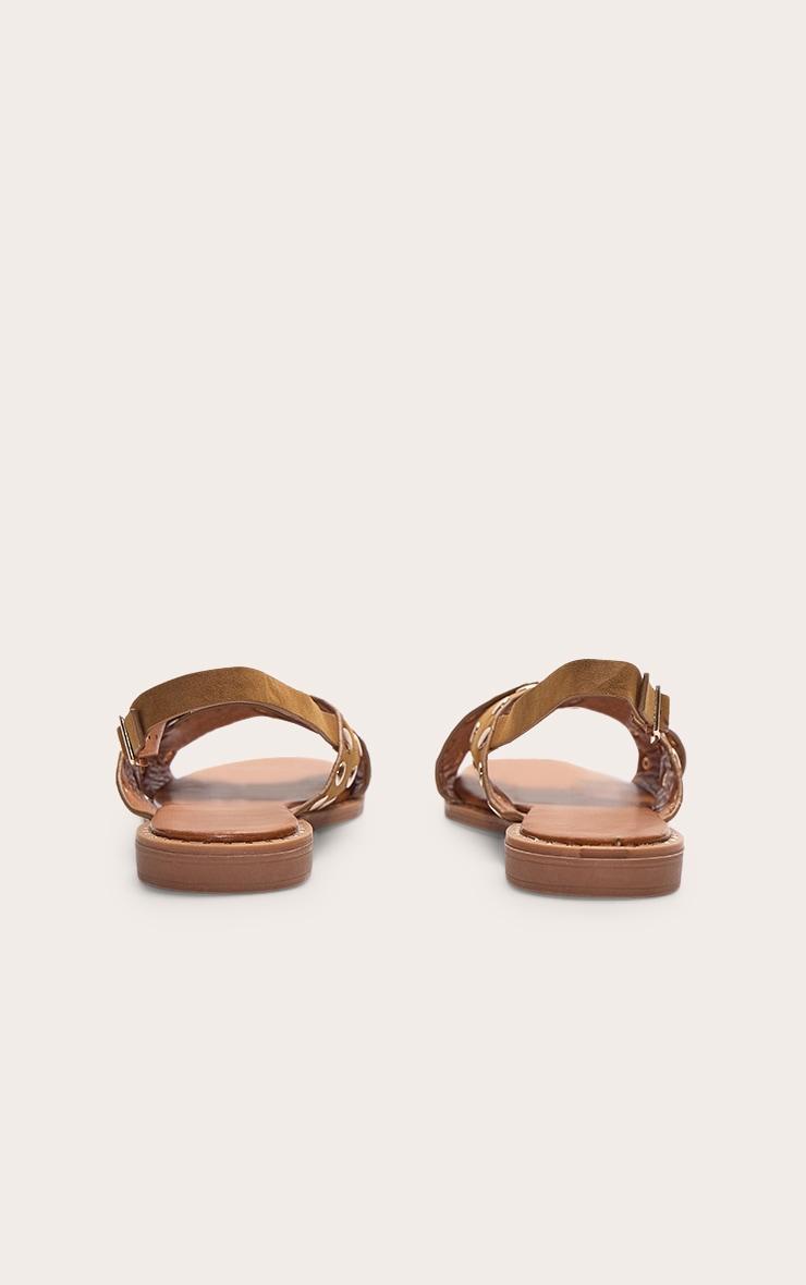 Tan Faux Suede Studded Sling Back Sandal Product Image