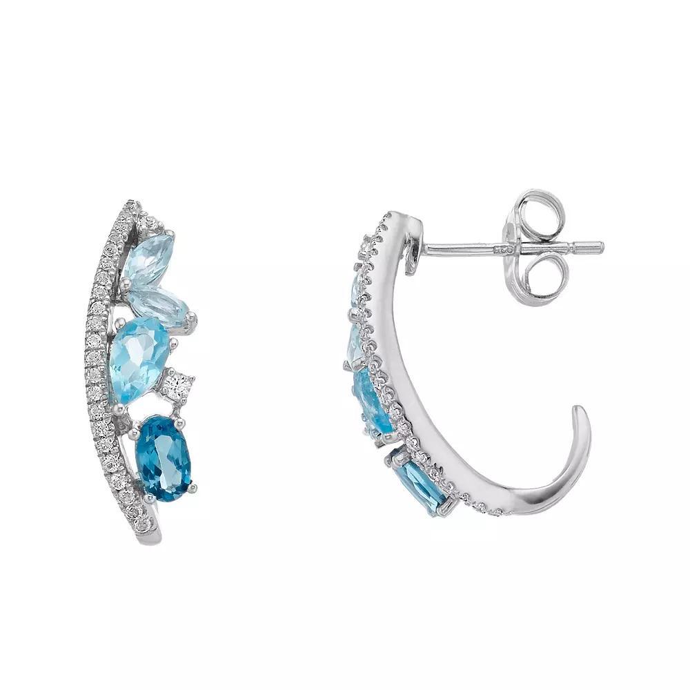 Sterling Silver Blue Topaz & Lab-Created White Sapphire Earrings, Women's Product Image