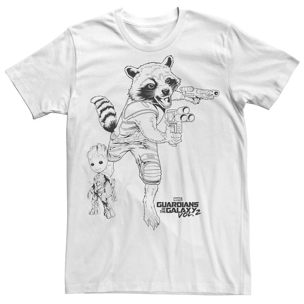 Men's Marvel Rocket And Baby Groot Sketch Graphic Tee, Size: Medium, White Product Image