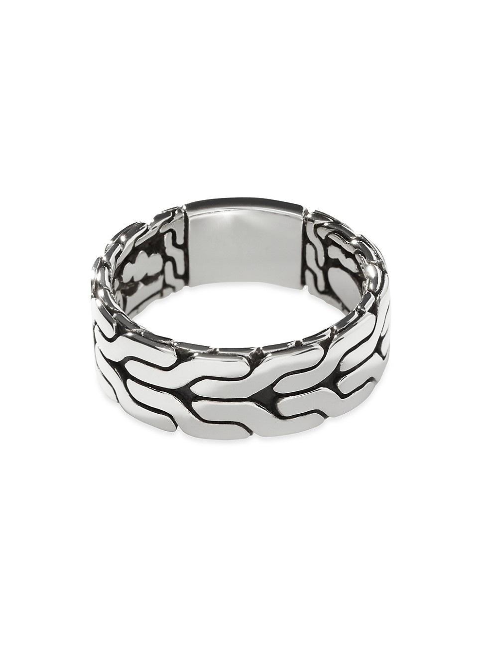 Mens Chain Classic Silver Band Ring Product Image