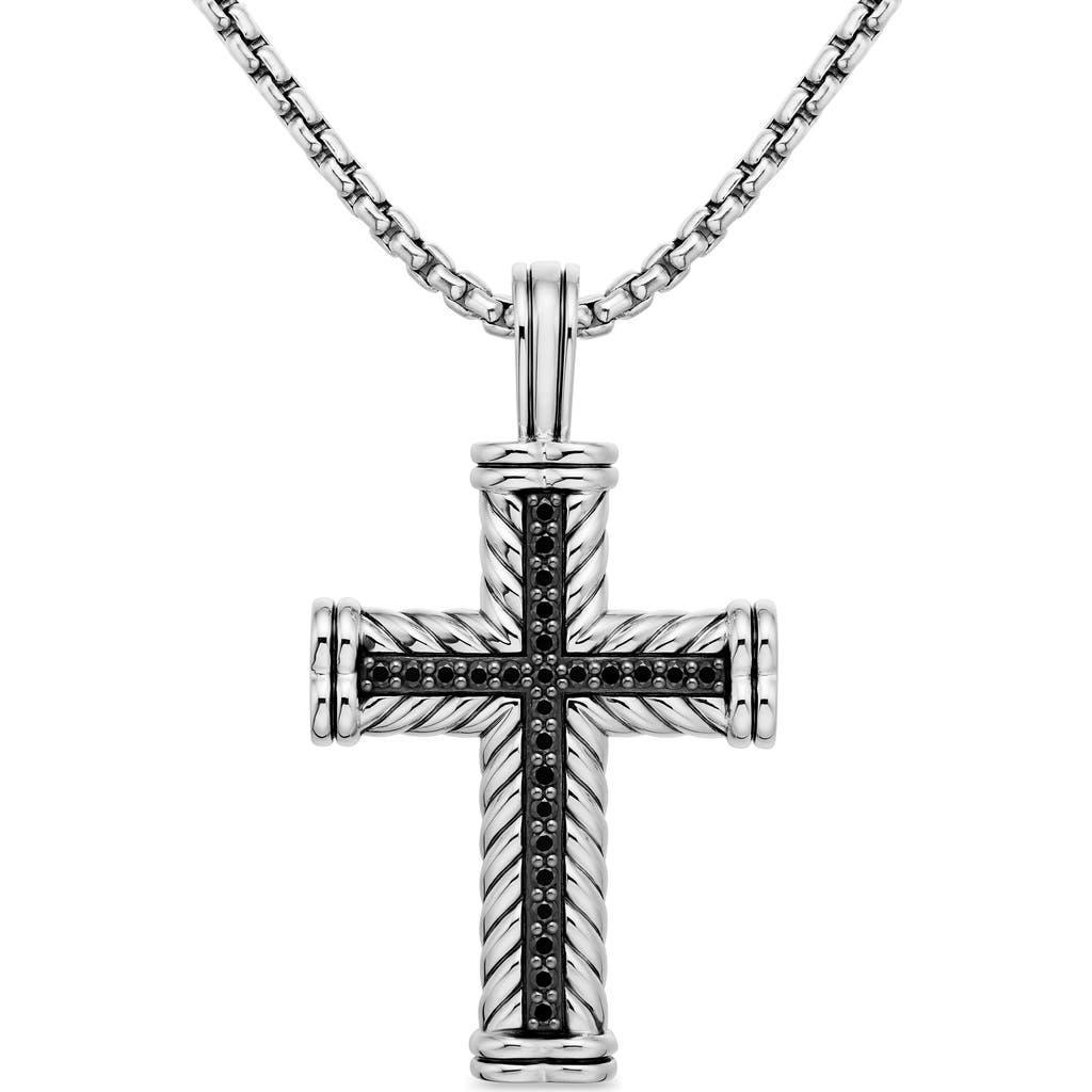 David Yurman Mens Chevron Cross Pendant in Sterling Silver with Black Diamonds, 33.5mm Product Image