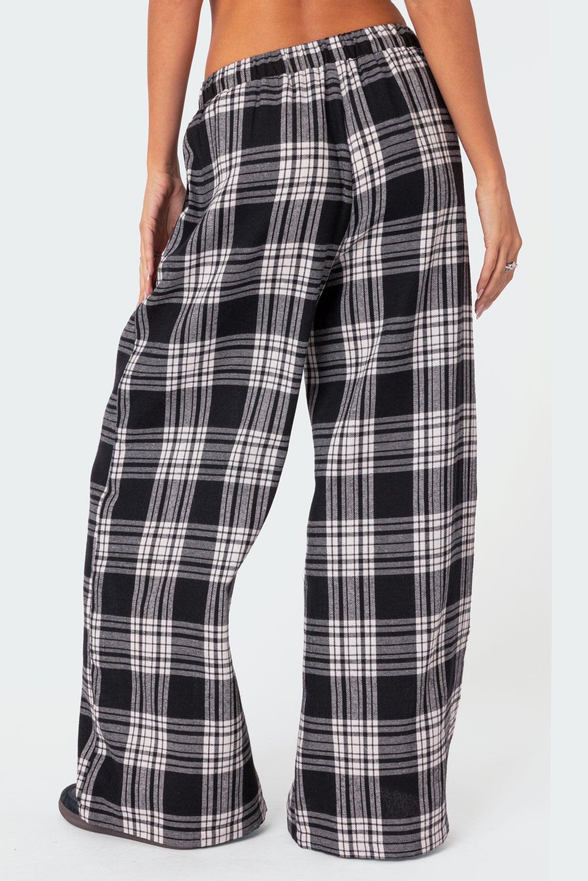 Lounge Around Plaid Wide Leg Pants Product Image