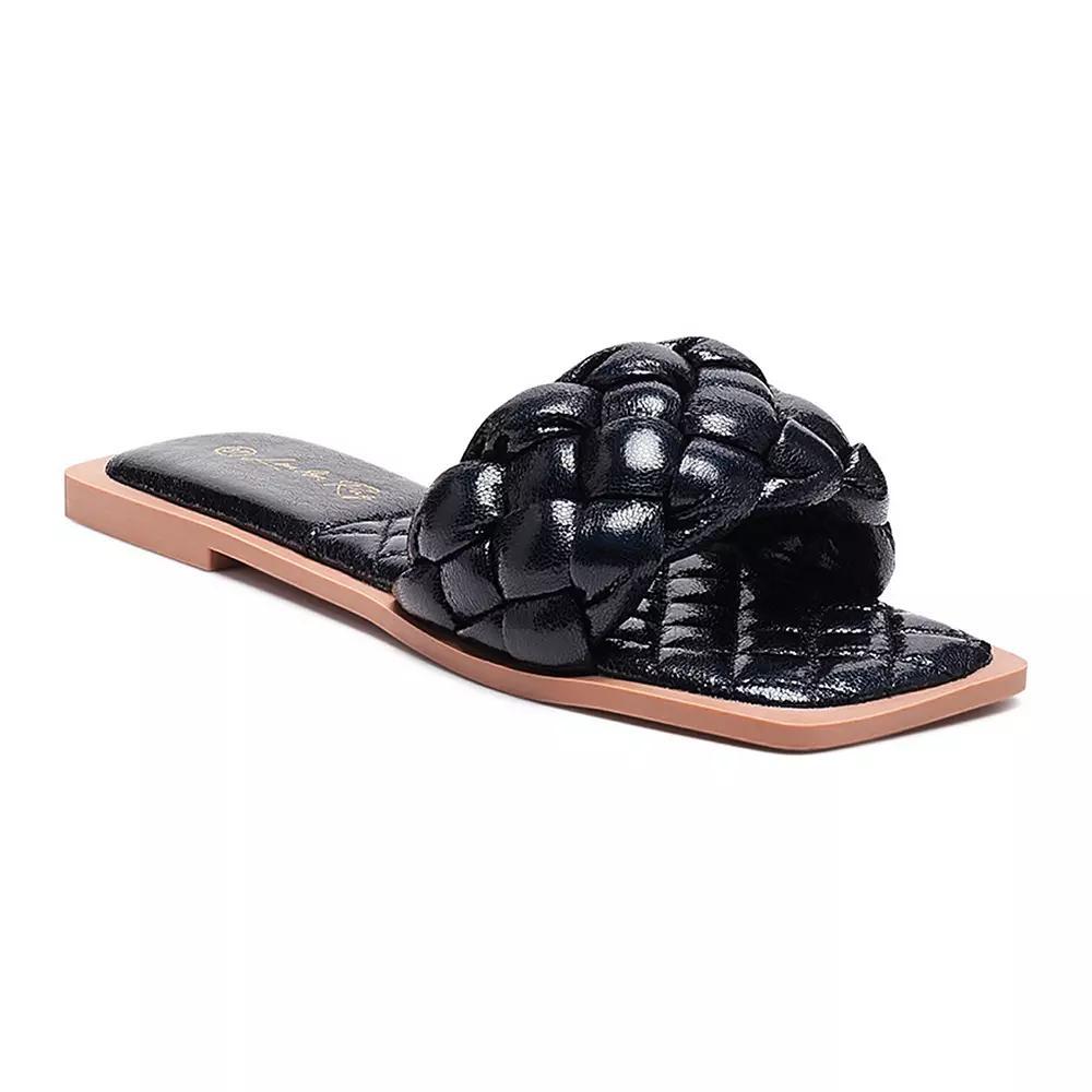 London Rag Marcue Women's Woven Slide Sandals, Size: 6, Black Product Image