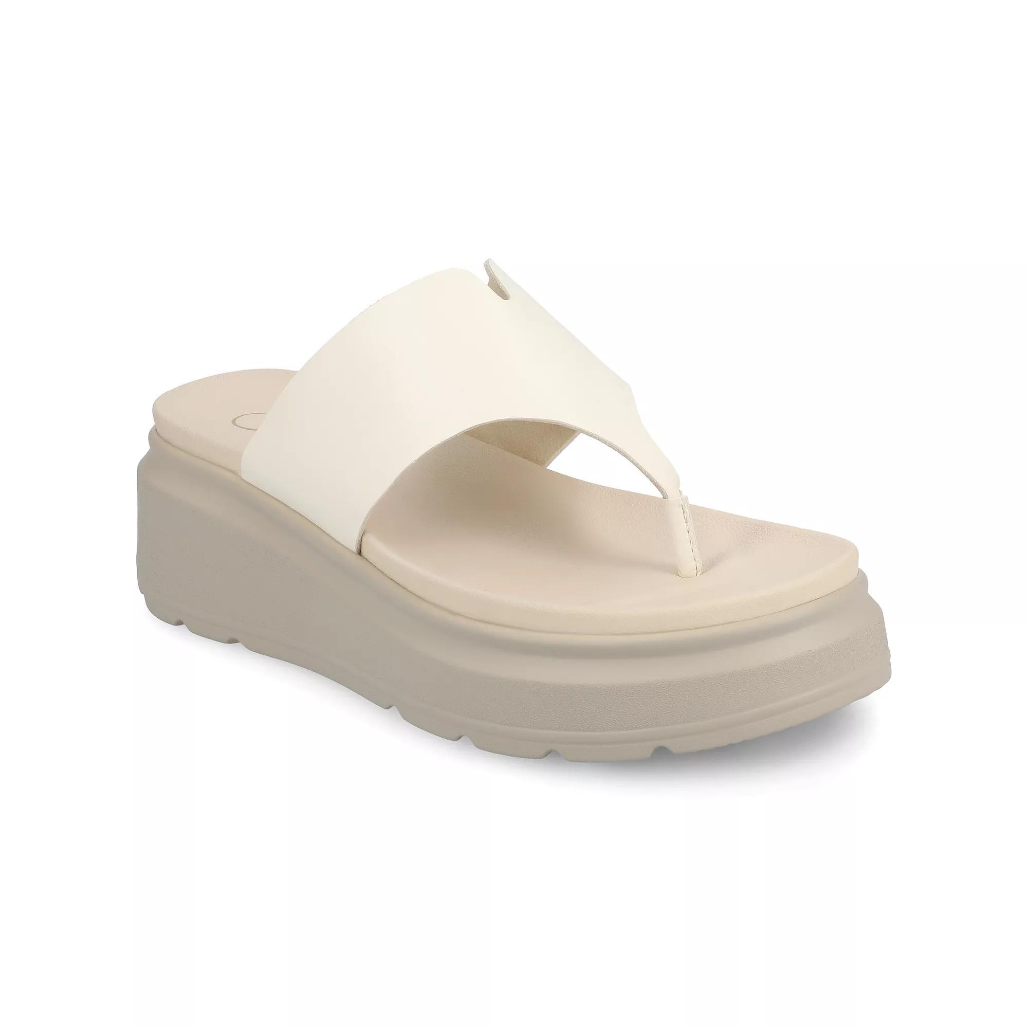 Journee Carah Wedge Thong Flip Flop Womens Sandals Product Image