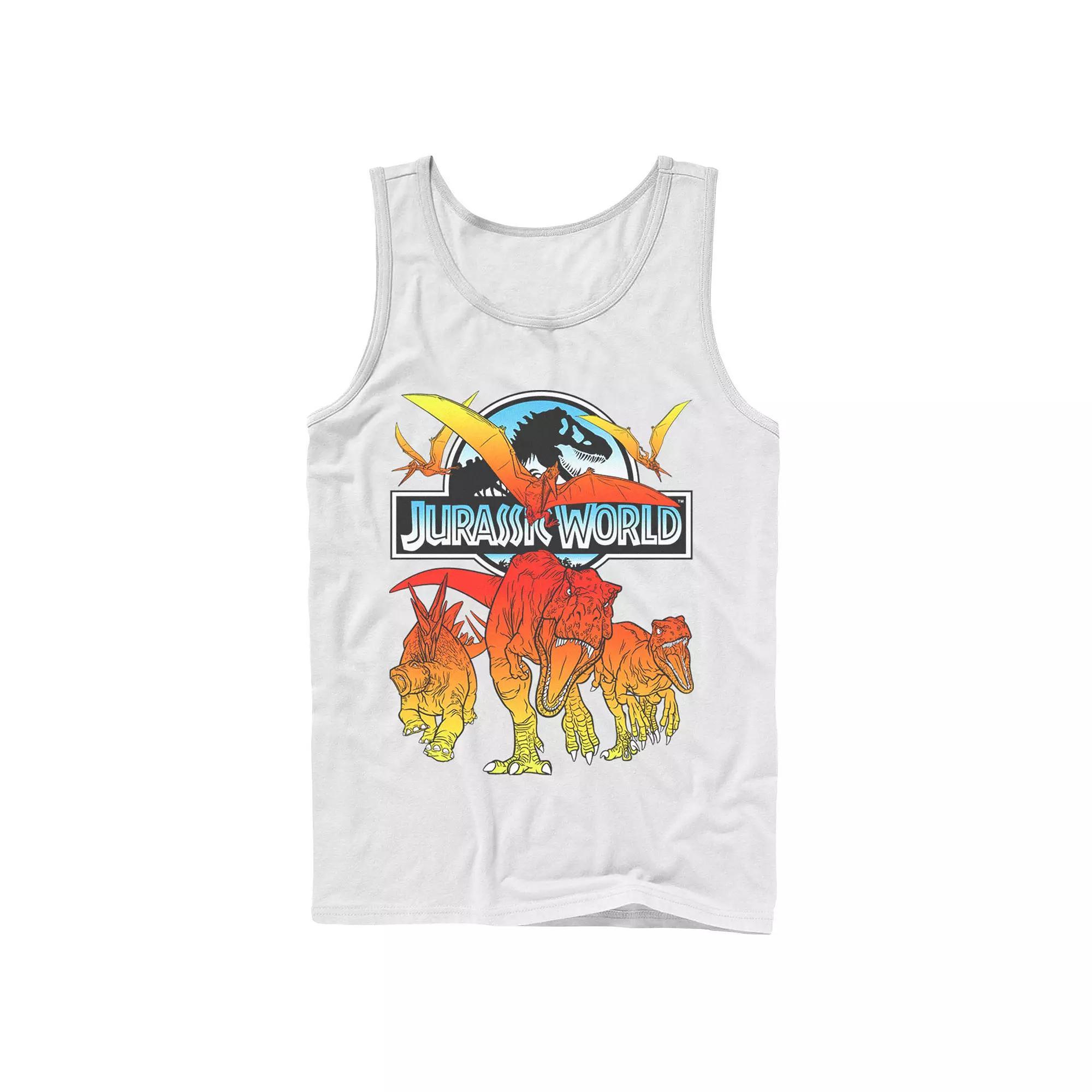 Men's Jurassic World Two Dino Charging Comic Pop Tank Top, Size: Large, Athletic Grey Product Image