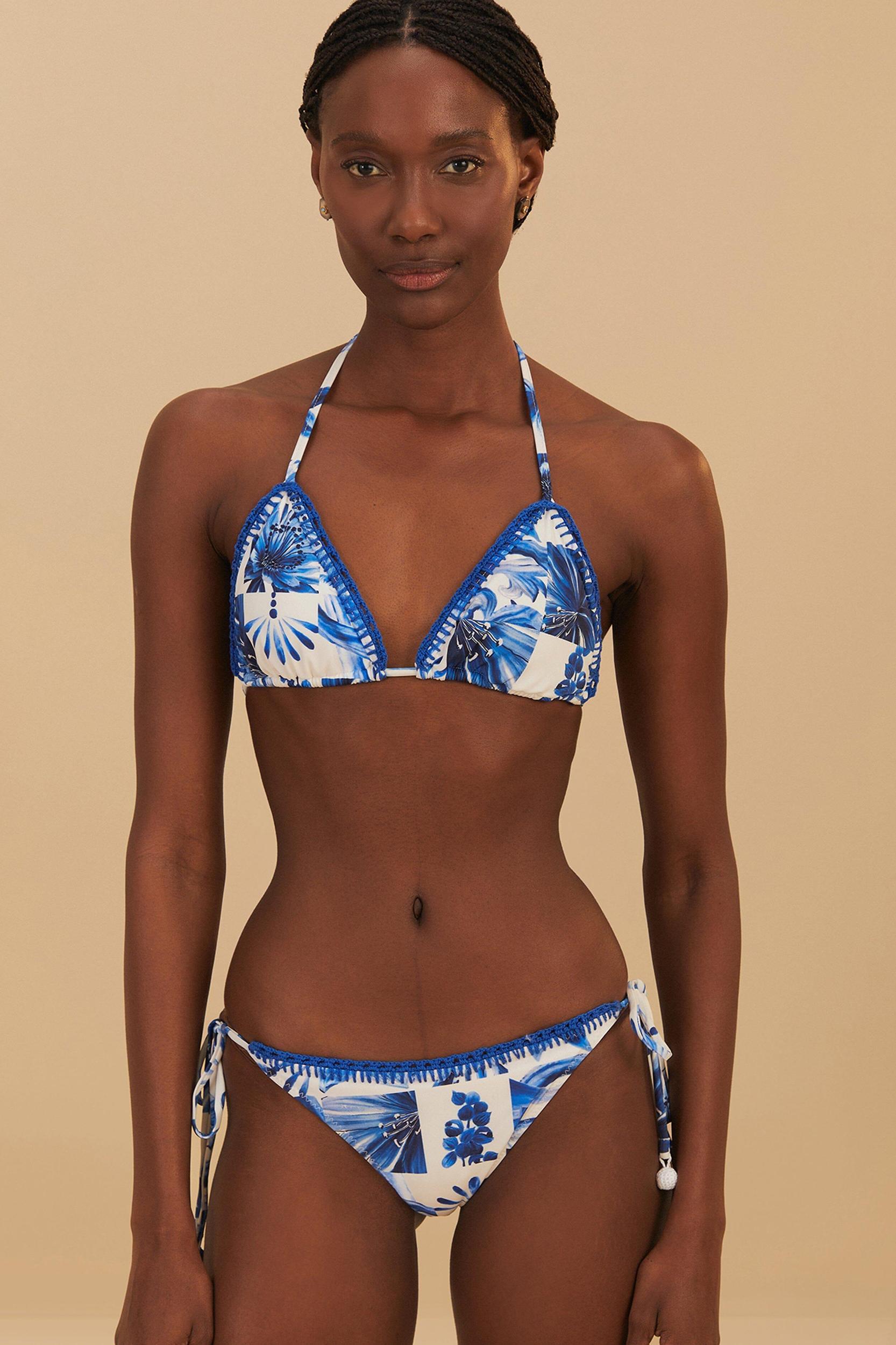 Off-White Garden Tiles Triangle Bikini Top, GARDEN TILES OFF-WHITE / M Product Image