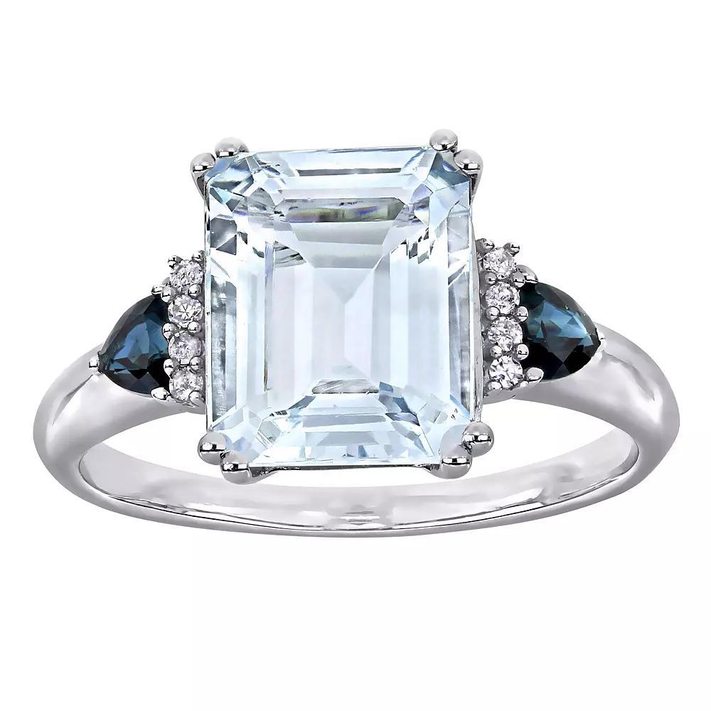 Stella Grace Sterling Silver Aquamarine & Sapphire Fashion Ring, Women's, Size: 9, Silver Tone Product Image