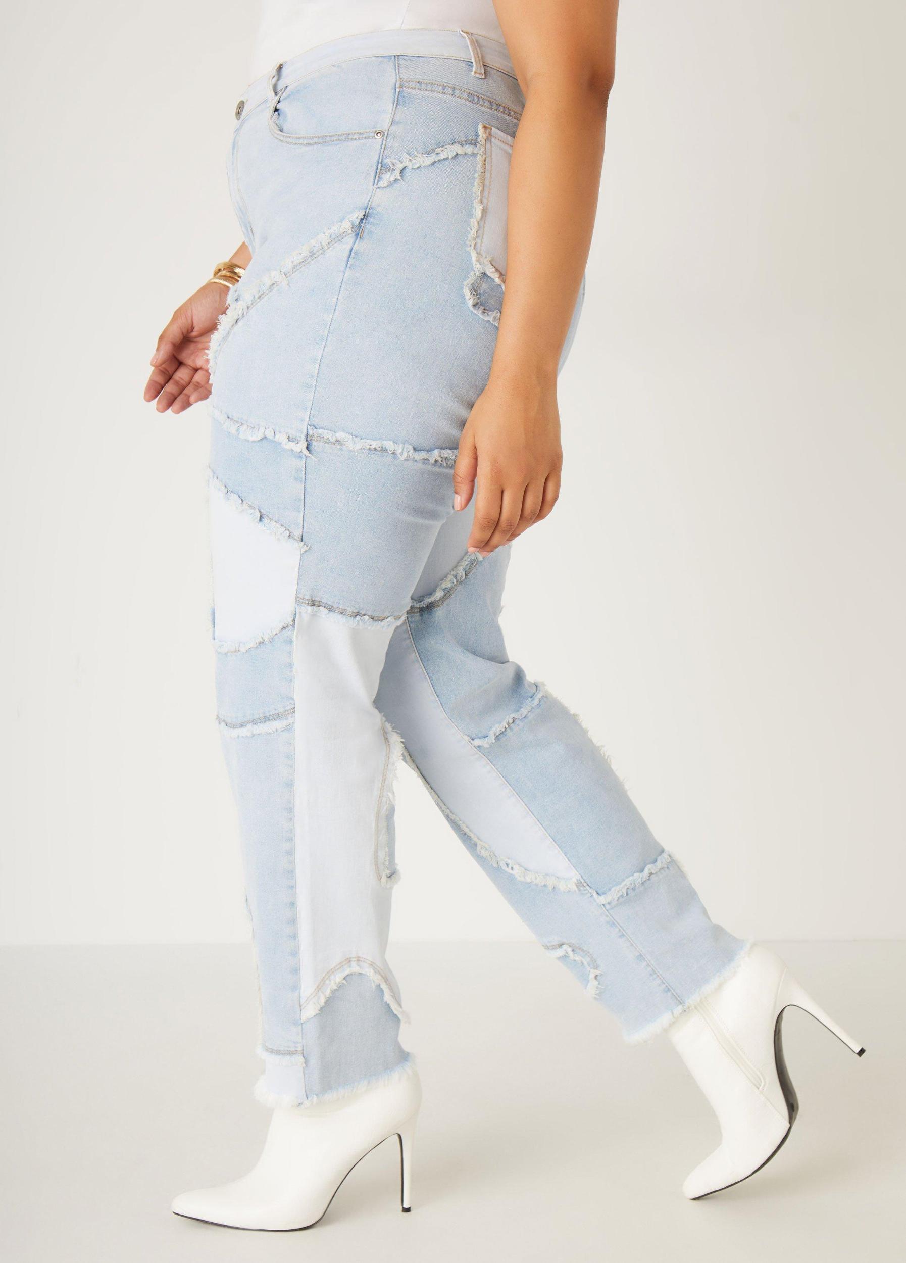 Patchwork High Rise Skinny Jeans Product Image