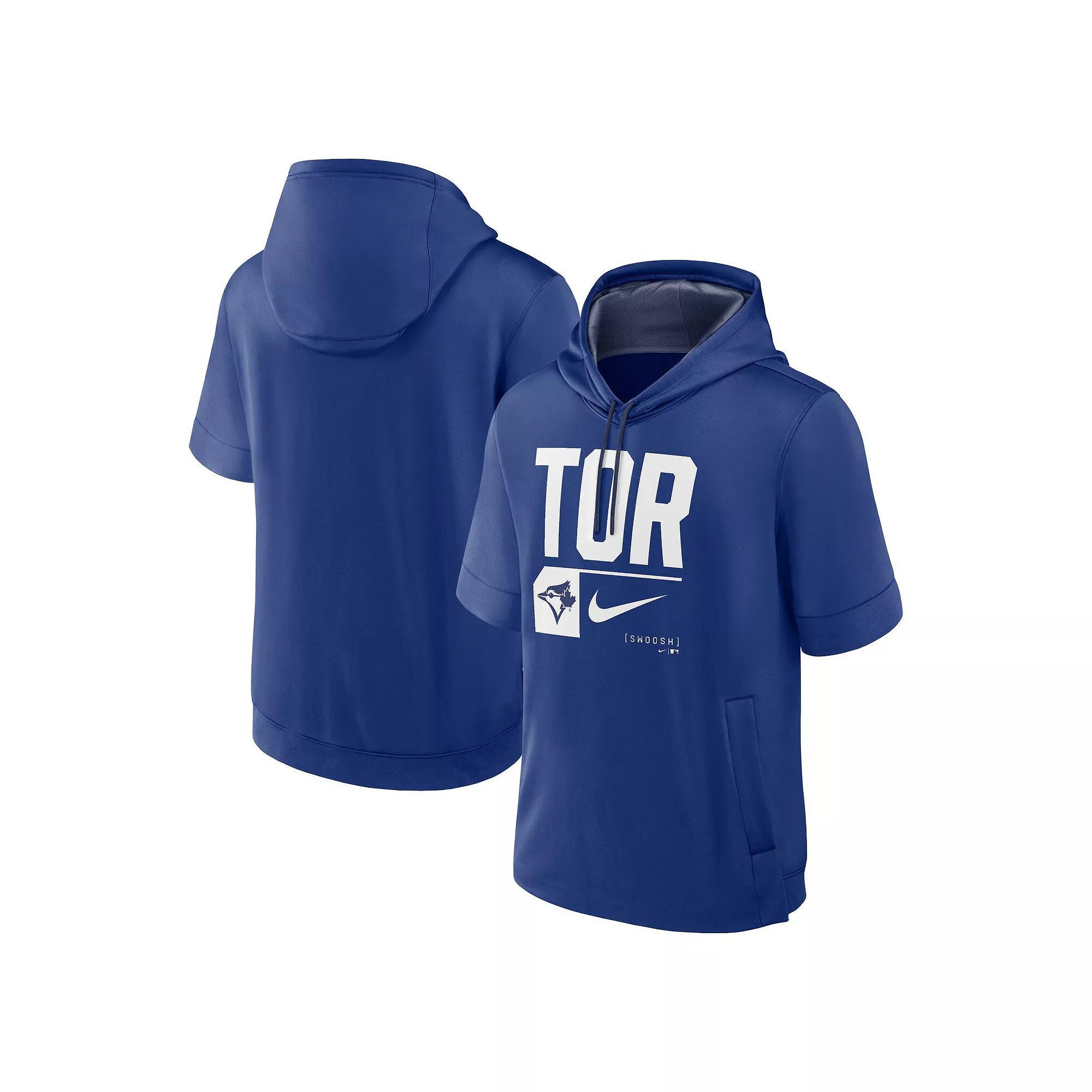 Men's Nike Royal Toronto Blue Jays Tri Code Lockup Short Sleeve Pullover Hoodie, Size: 2XL, Jay Blue Product Image