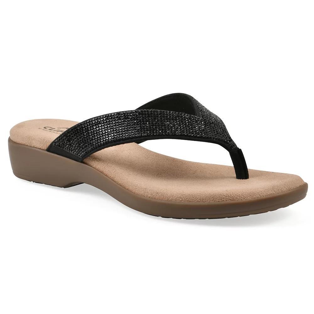 Cliffs by White Mountain Becharm Women's Thong Sandals, Size: 10 Medium, Black Fabric Product Image