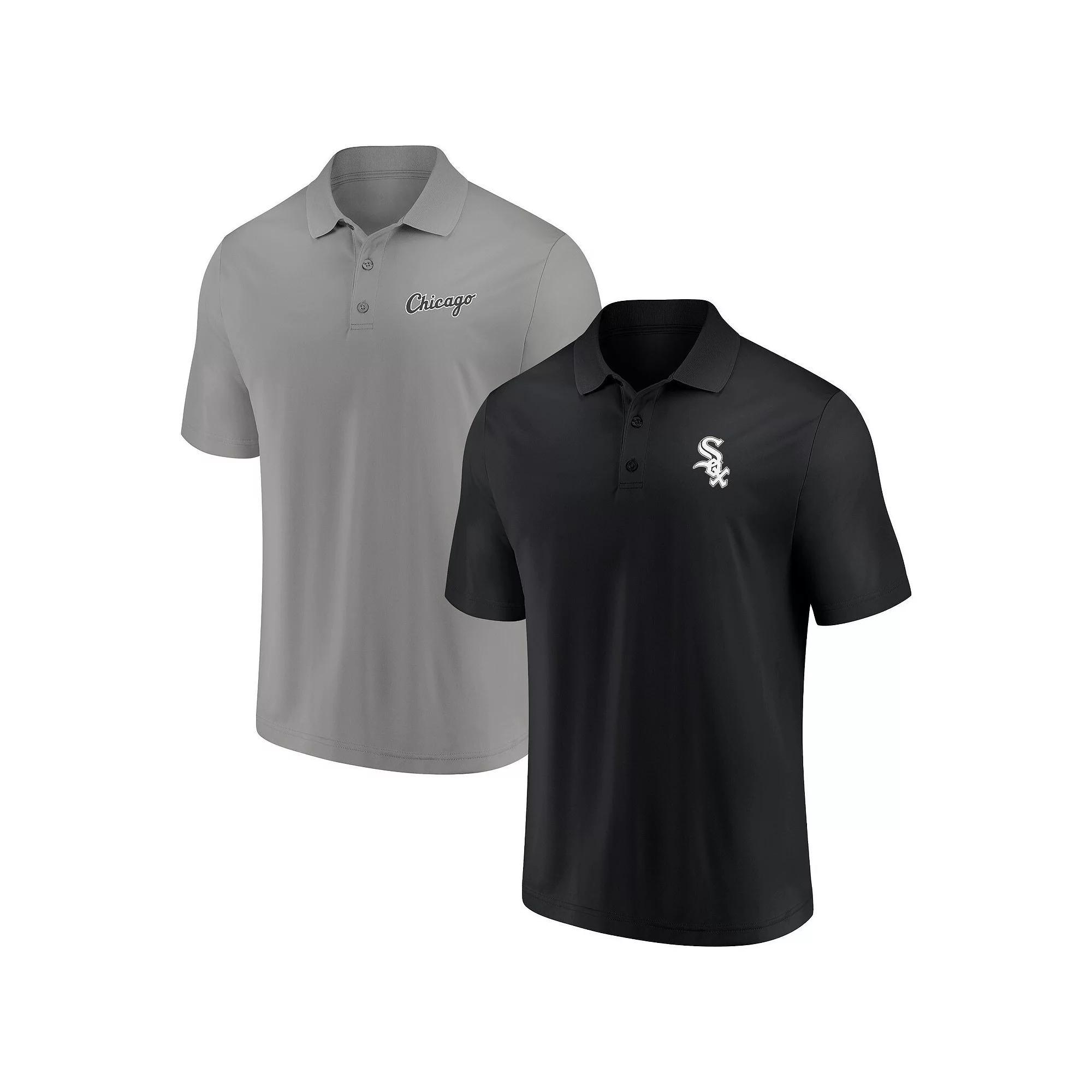 Men's Fanatics Branded Black/Gray Chicago White Sox Dueling Logos Polo Combo Set, Size: Large Product Image
