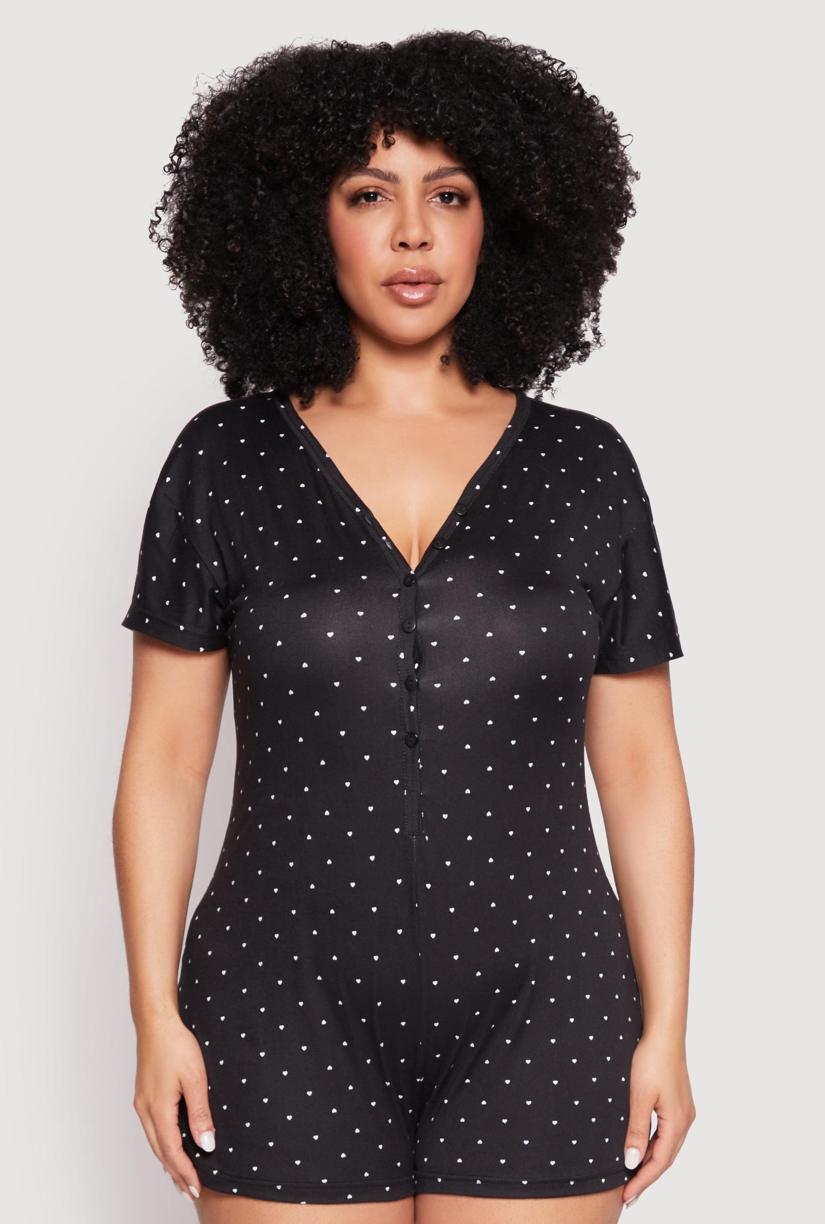 Womens Plus Size Kiss Me Pajama Romper Product Image