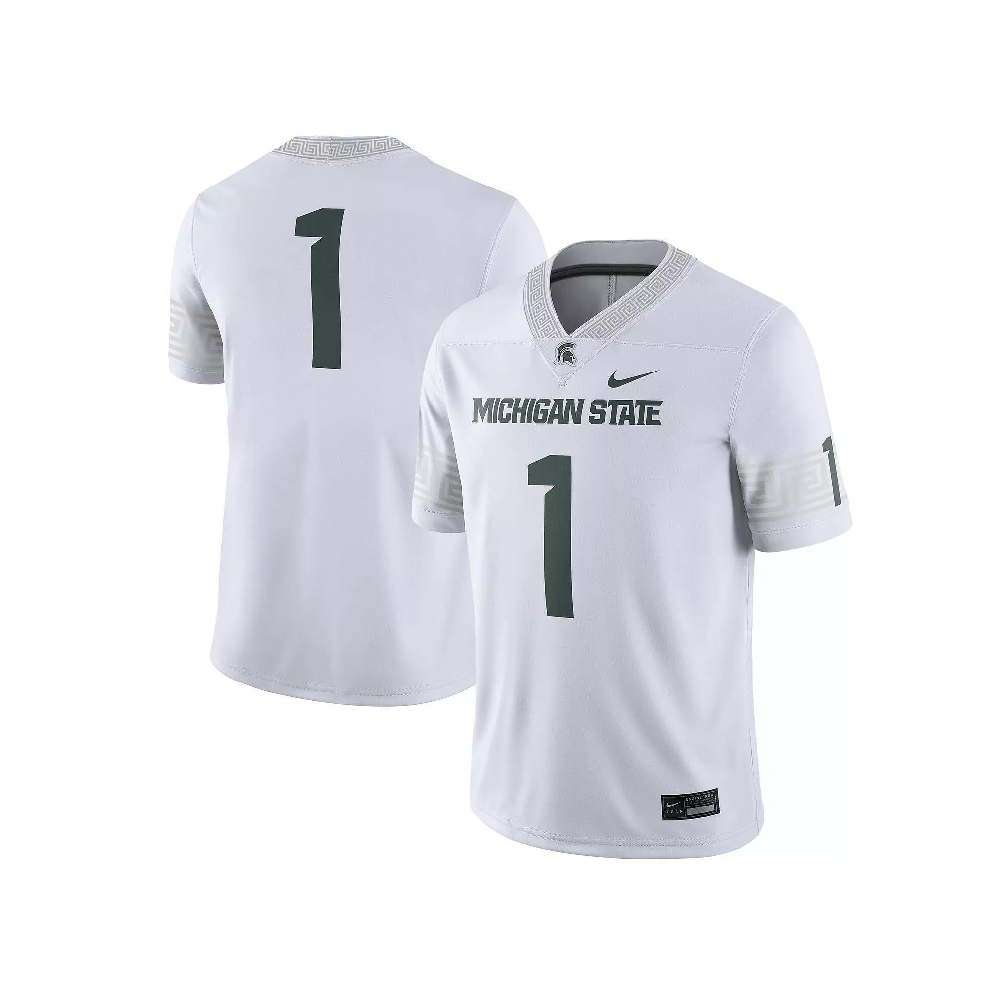 Men's Nike #1 White Michigan State Spartans Football Game Jersey, Size: 3XL Product Image