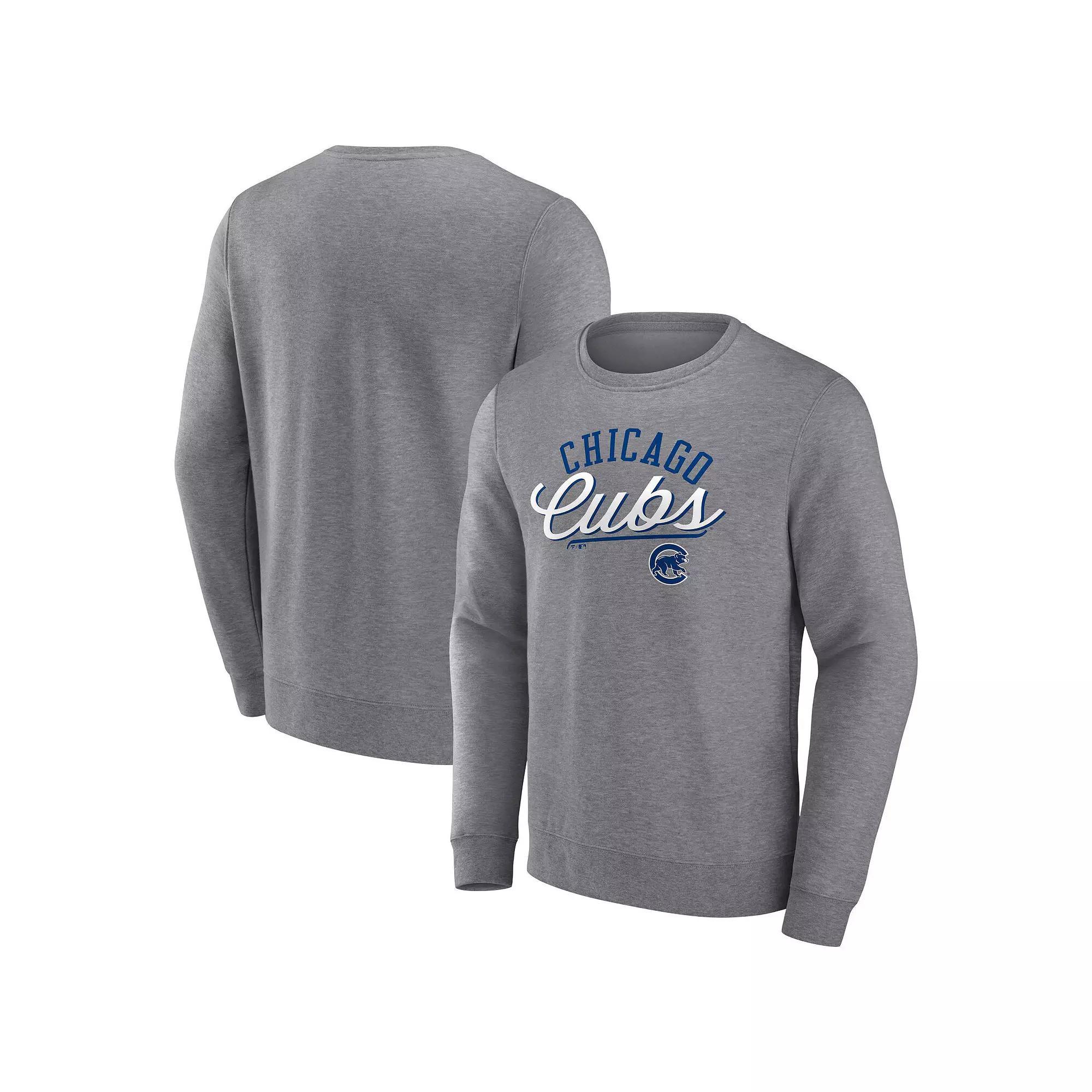 Men's Fanatics Branded Heather Gray Chicago Cubs Simplicity Pullover Sweatshirt, Size: 3XL, Grey Product Image