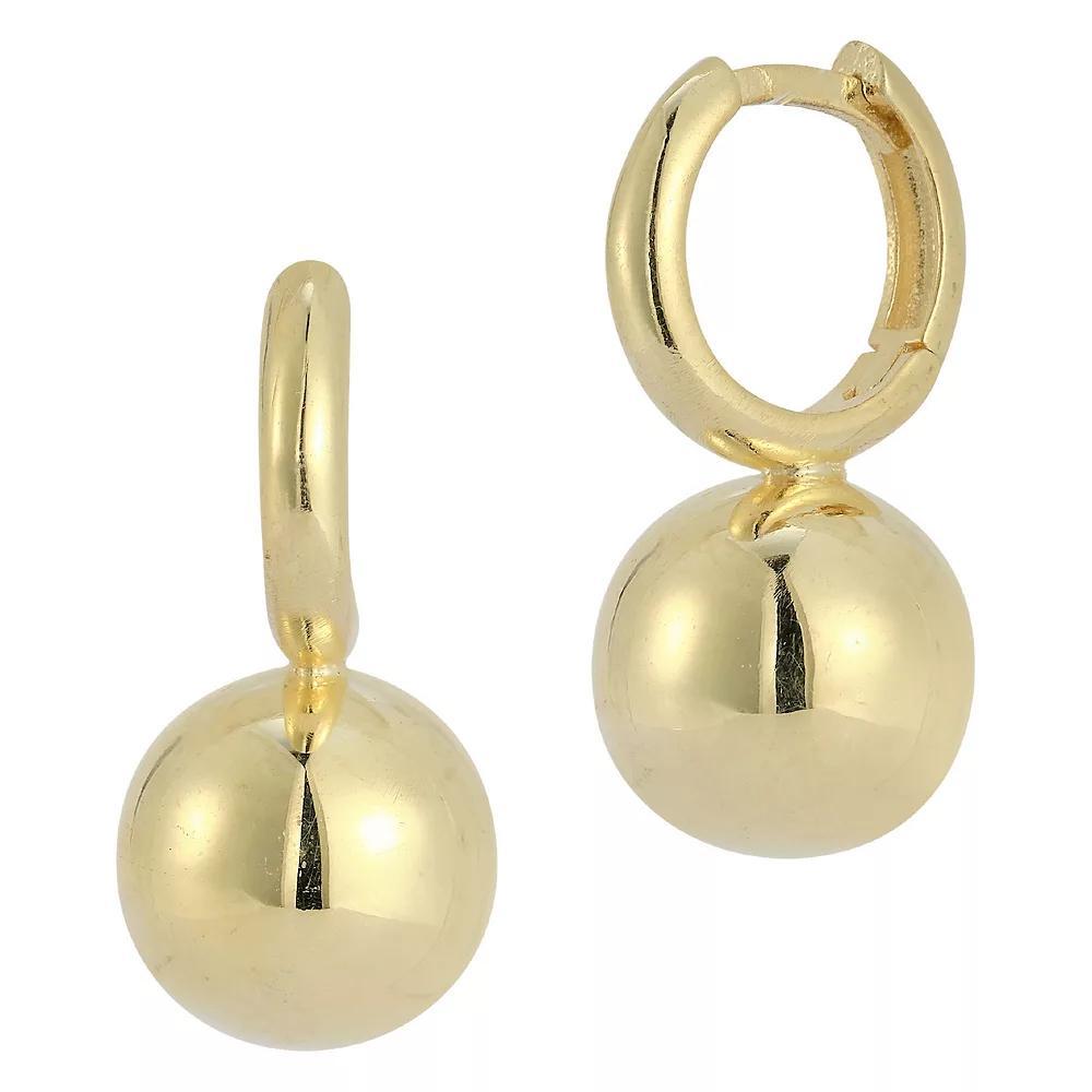 Sunkissed Sterling Sterling Silver Ball Drop Huggie Earrings, Women's, Gold Tone Product Image