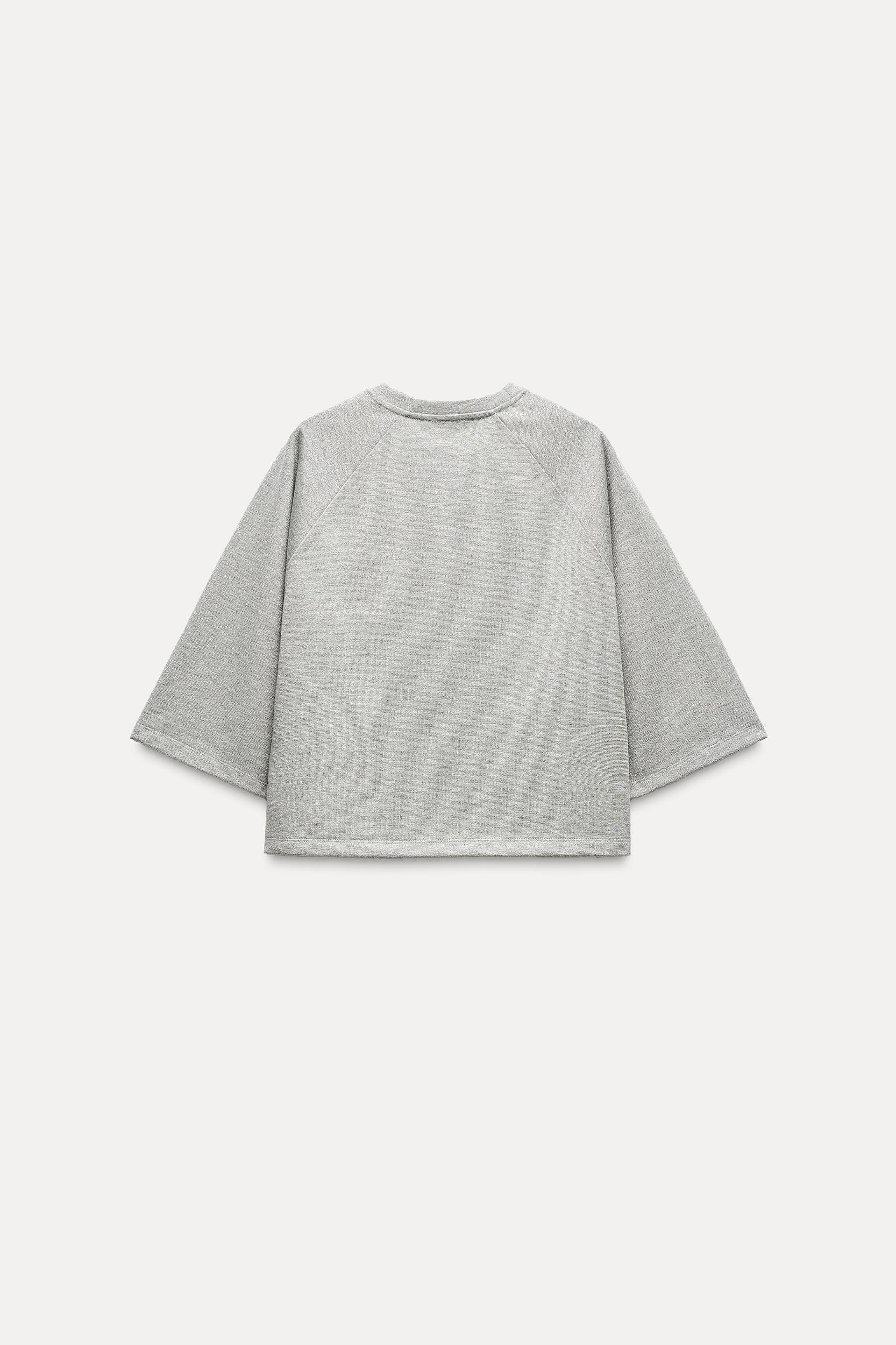 METALLIC THREAD TEXT CROP TOP Product Image