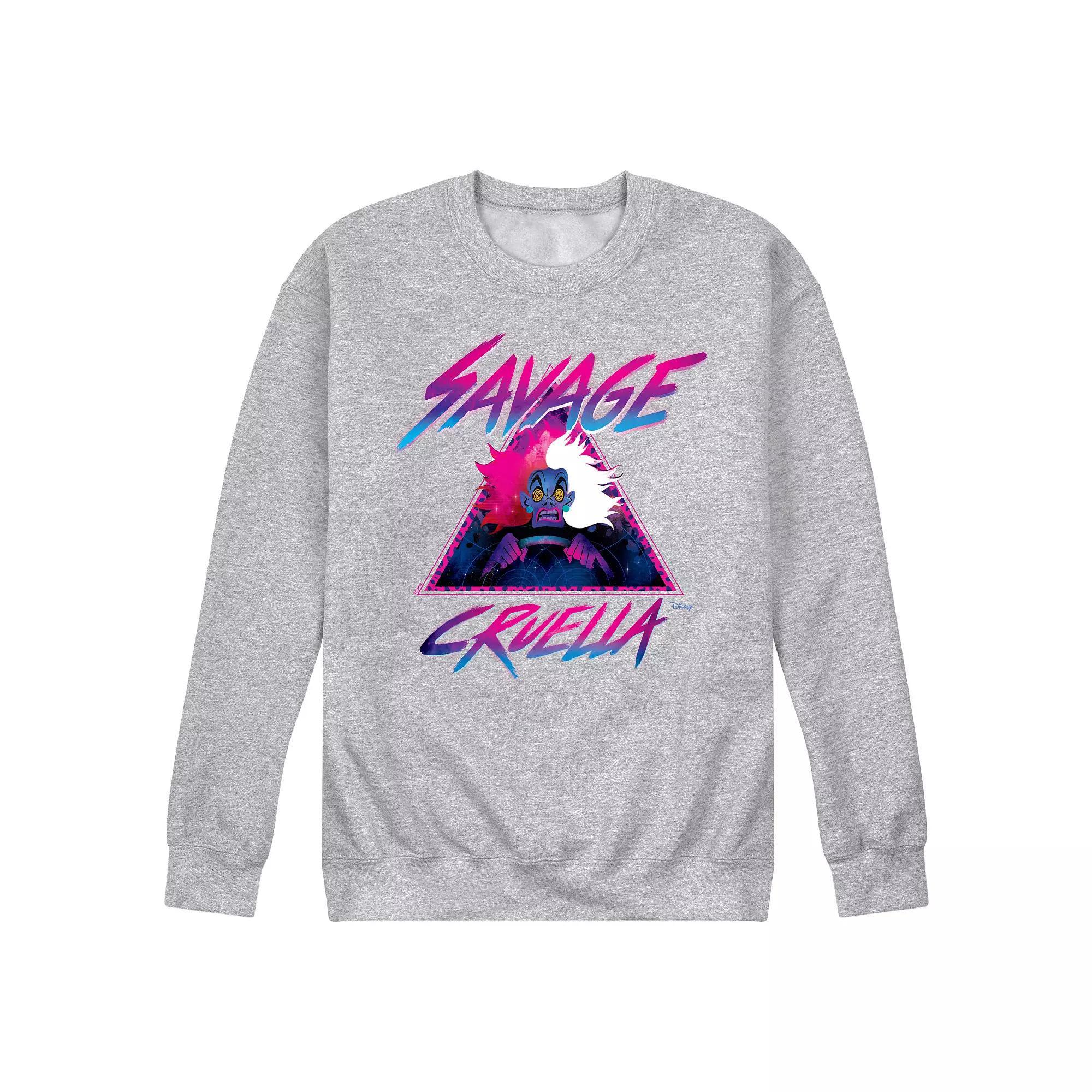 Disney Villains 101 Dalmatians Cruella Deville Mens Savage Fleece Sweatshirt Grey Gray Product Image