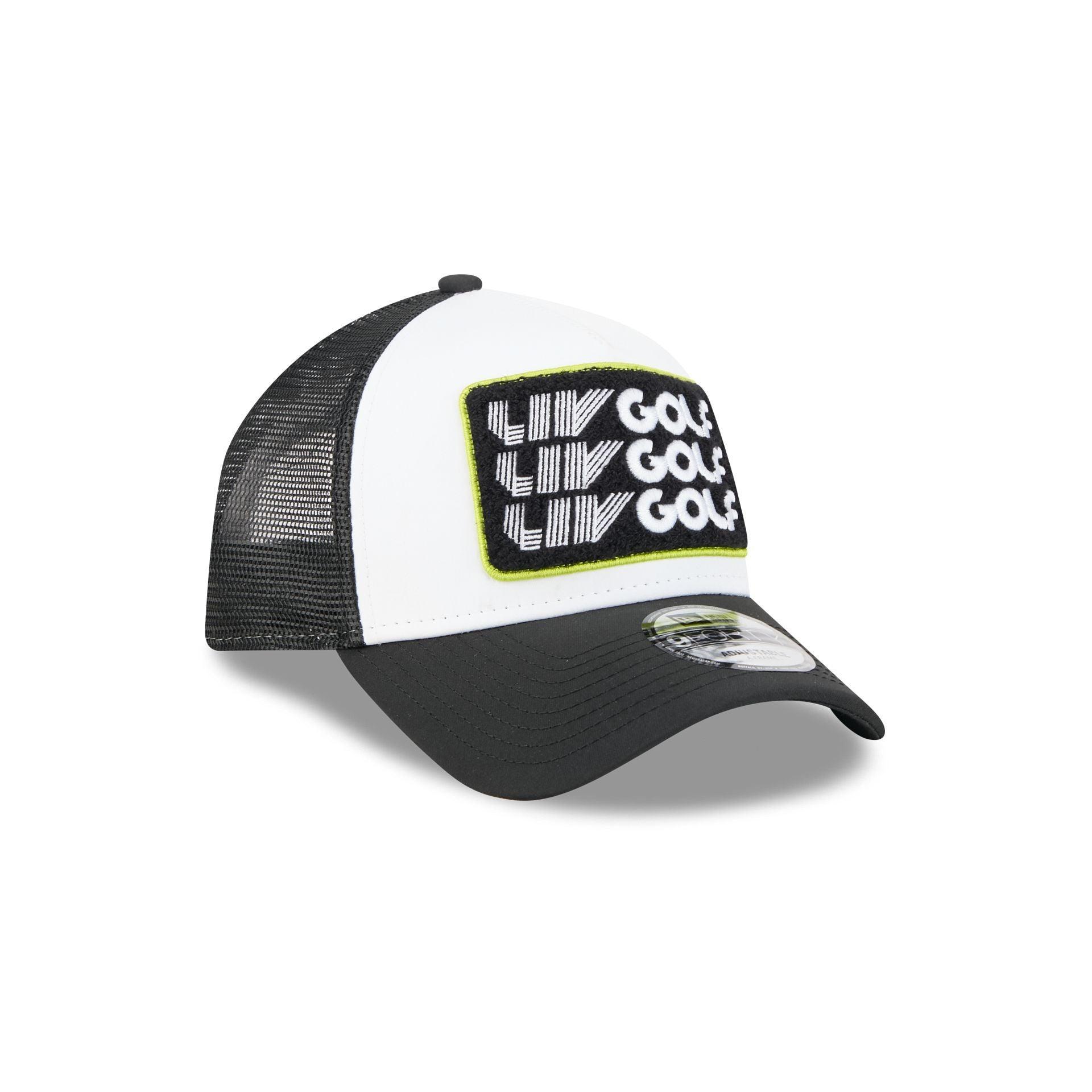 LIV Golf White 9FORTY A-Frame Trucker Hat Male Product Image