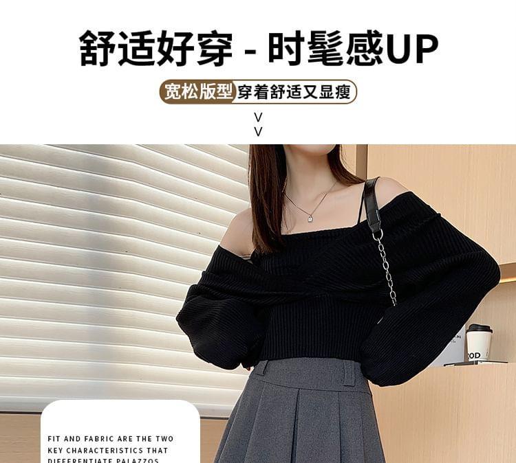 High Waist Plain Pleated Mini A-Line Skirt Product Image