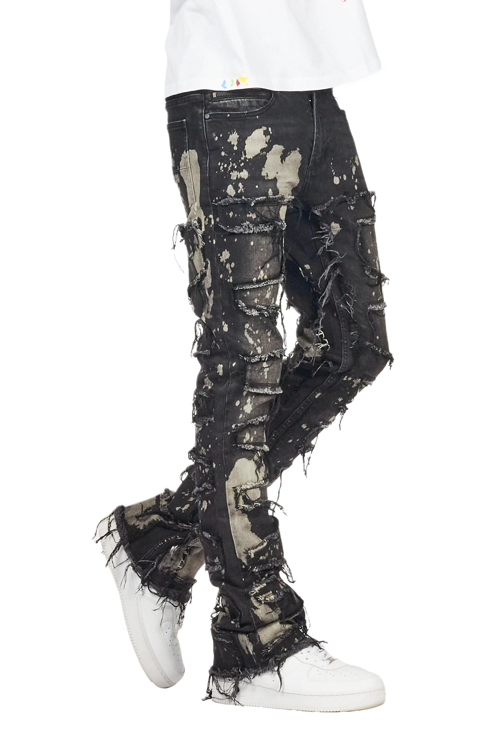 Laban Black Bleach Stacked Flare Jean Male Product Image