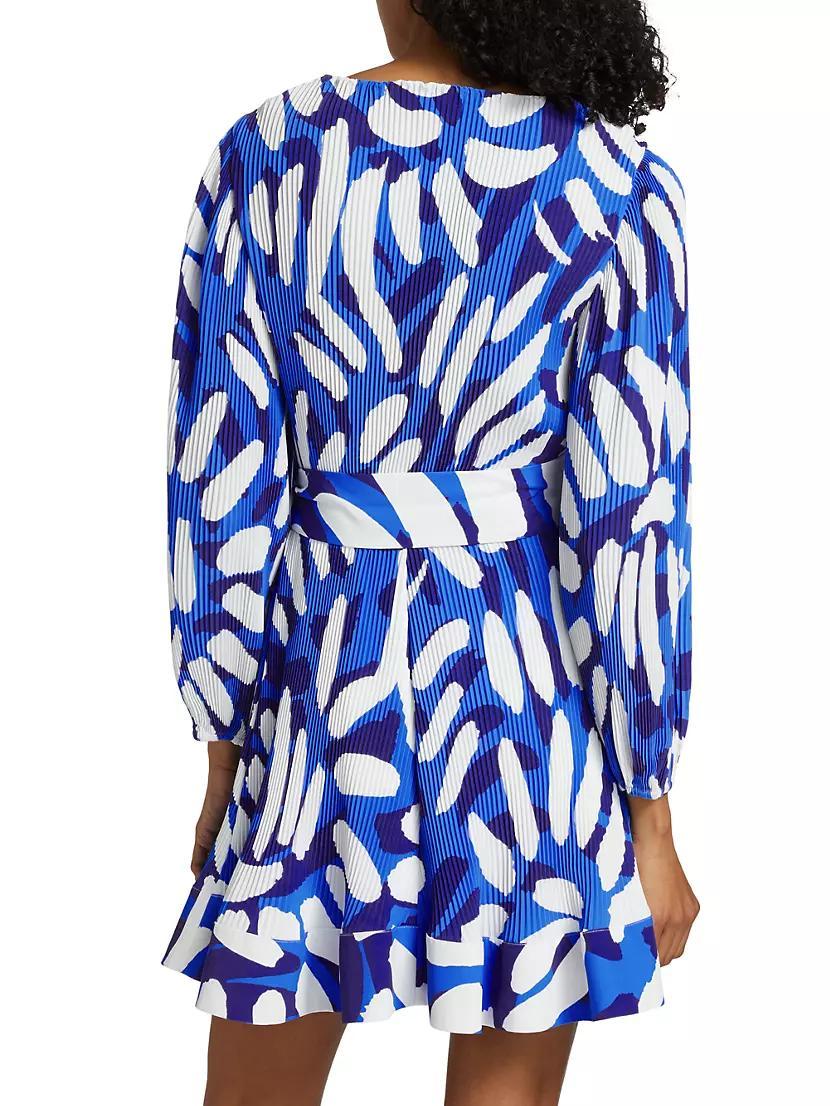 Liv Brushstroke Pleated Tie-Waist Minidress Product Image