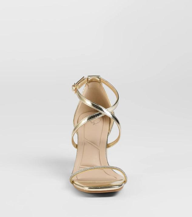 Pure Magic Rhinestone Metallic Block Heels Product Image