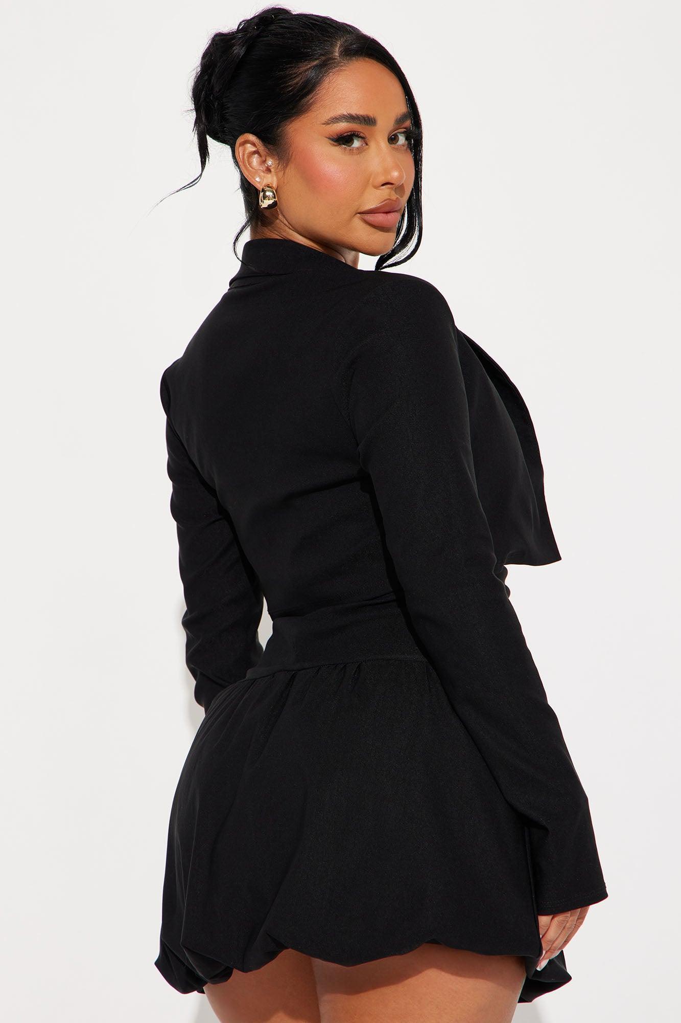 Krista Mini Bubble Dress Blazer and Set - Black Product Image