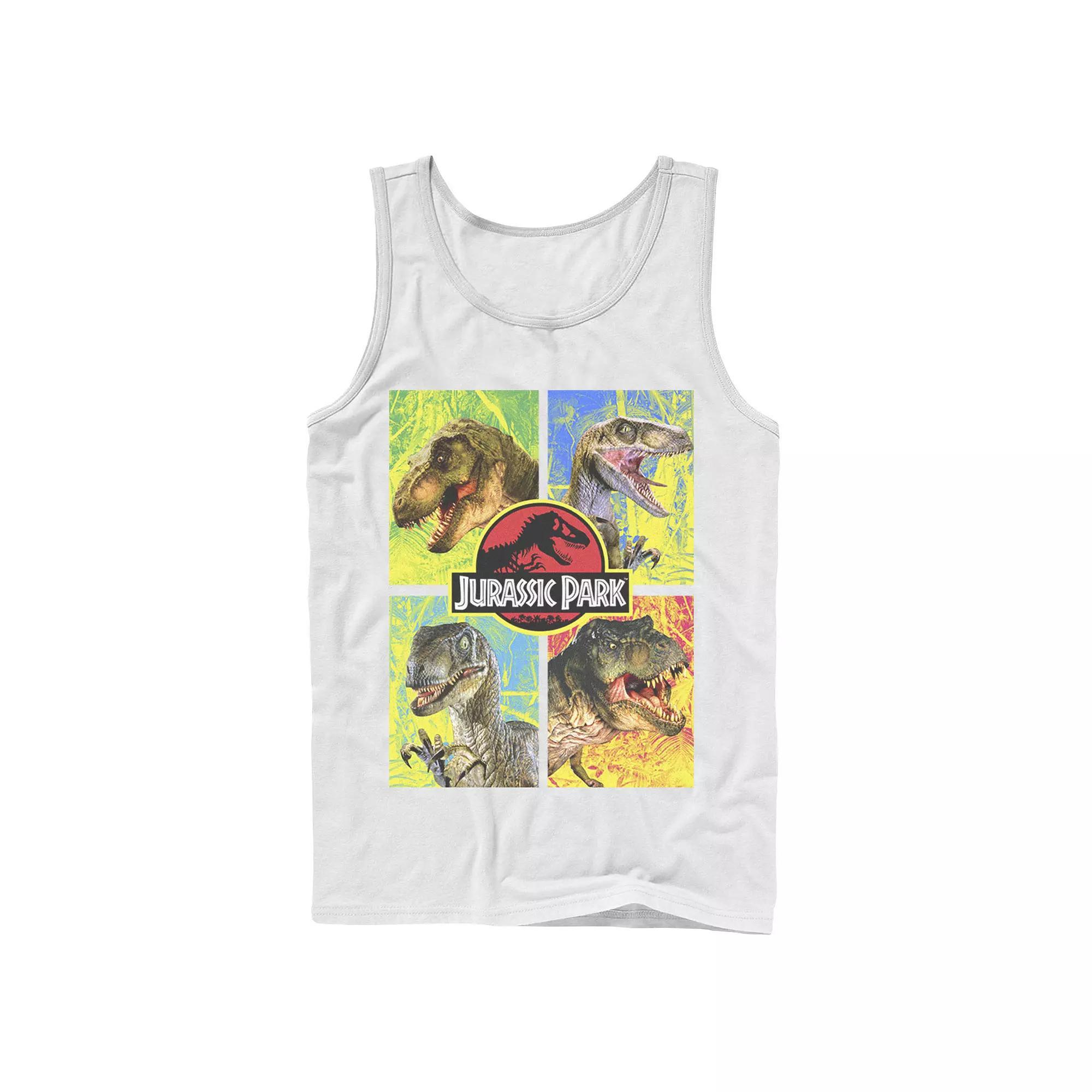 Men's Jurassic Park Four Different Dinosaur Faces Tank Top, Size: Small, Grey Product Image