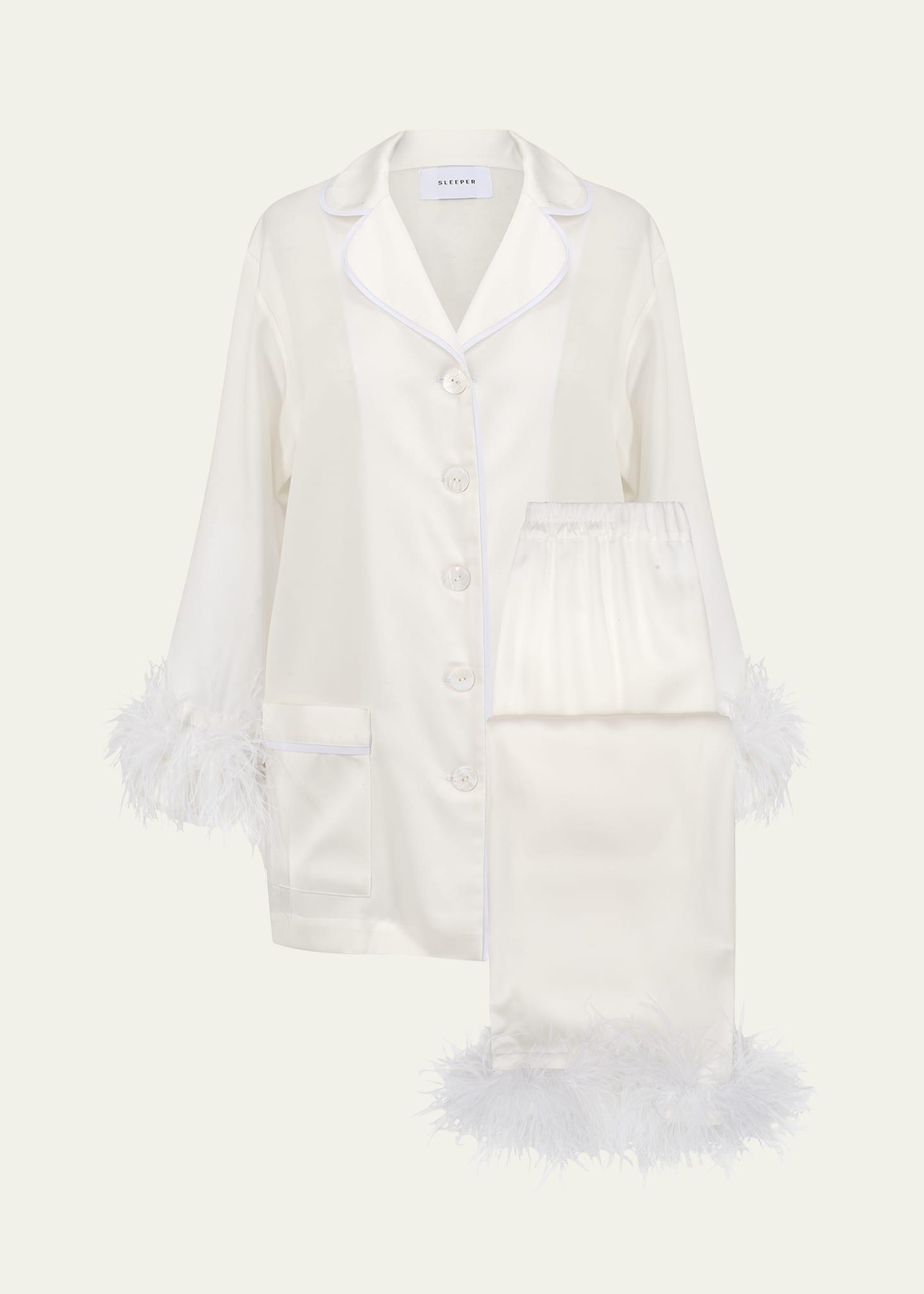 Feather-Trim Party Pajama Set Product Image