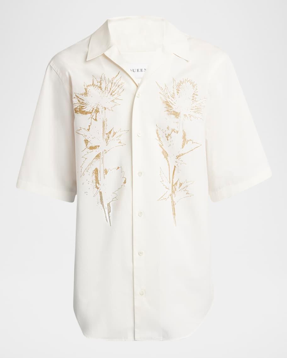 Mens Thistle-Print Poplin Sport Shirt Product Image