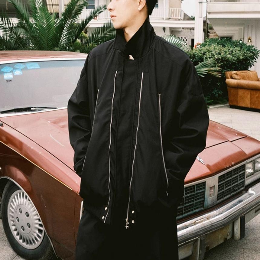 Collar Plain Zip Jacket Product Image