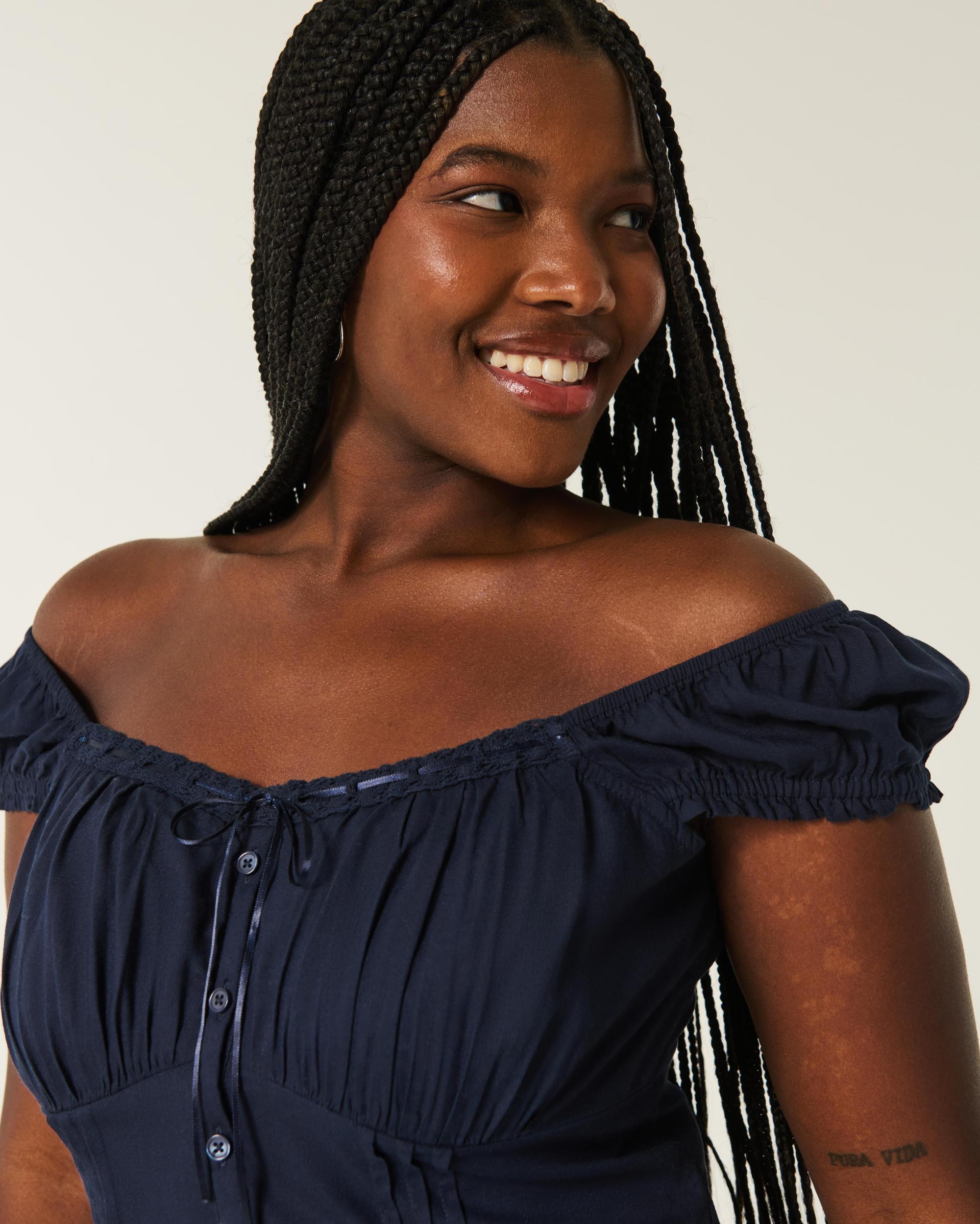 Off-the-Shoulder Pintuck Blouse Product Image