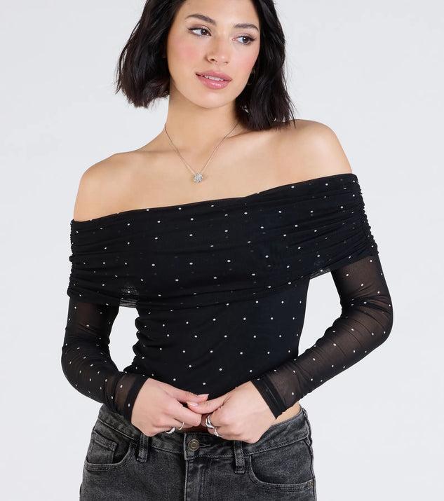 Chic Affection Off-The-Shoulder Polka Dot Top Product Image