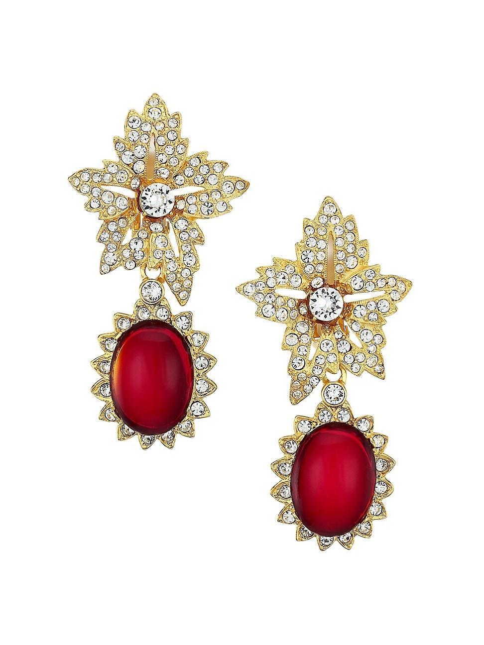 Womens Shimmering Flower Clip Earrings Product Image