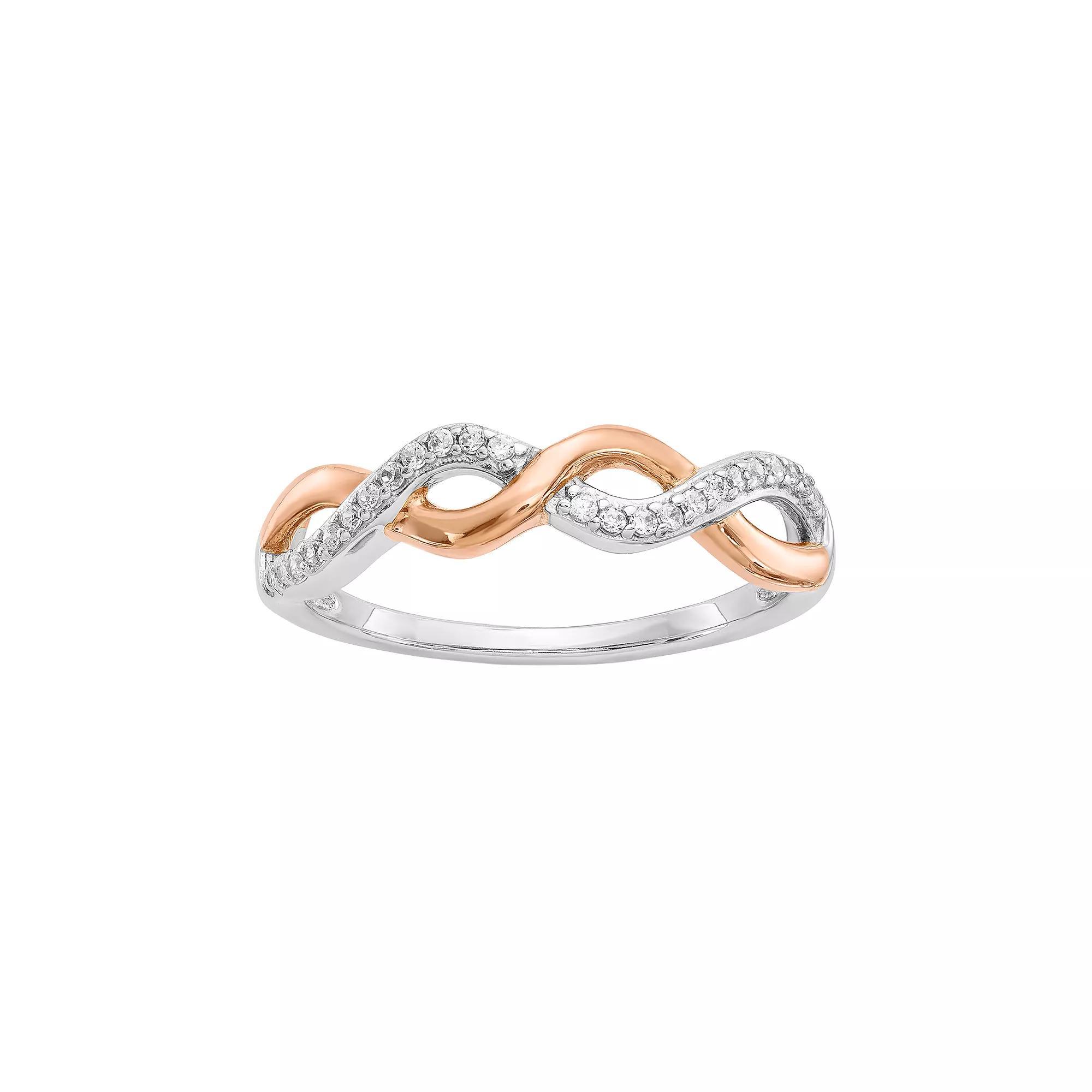 Two Tone 10k White Gold 1/8 Carat T.W. Diamond Twist Ring, Women's, Size: 5, 10k 2 Tone Product Image
