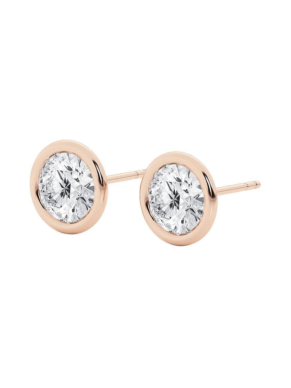 Womens 14K Gold & Diamond Bezel Stud Earrings/0.50.6.00 TCW Product Image