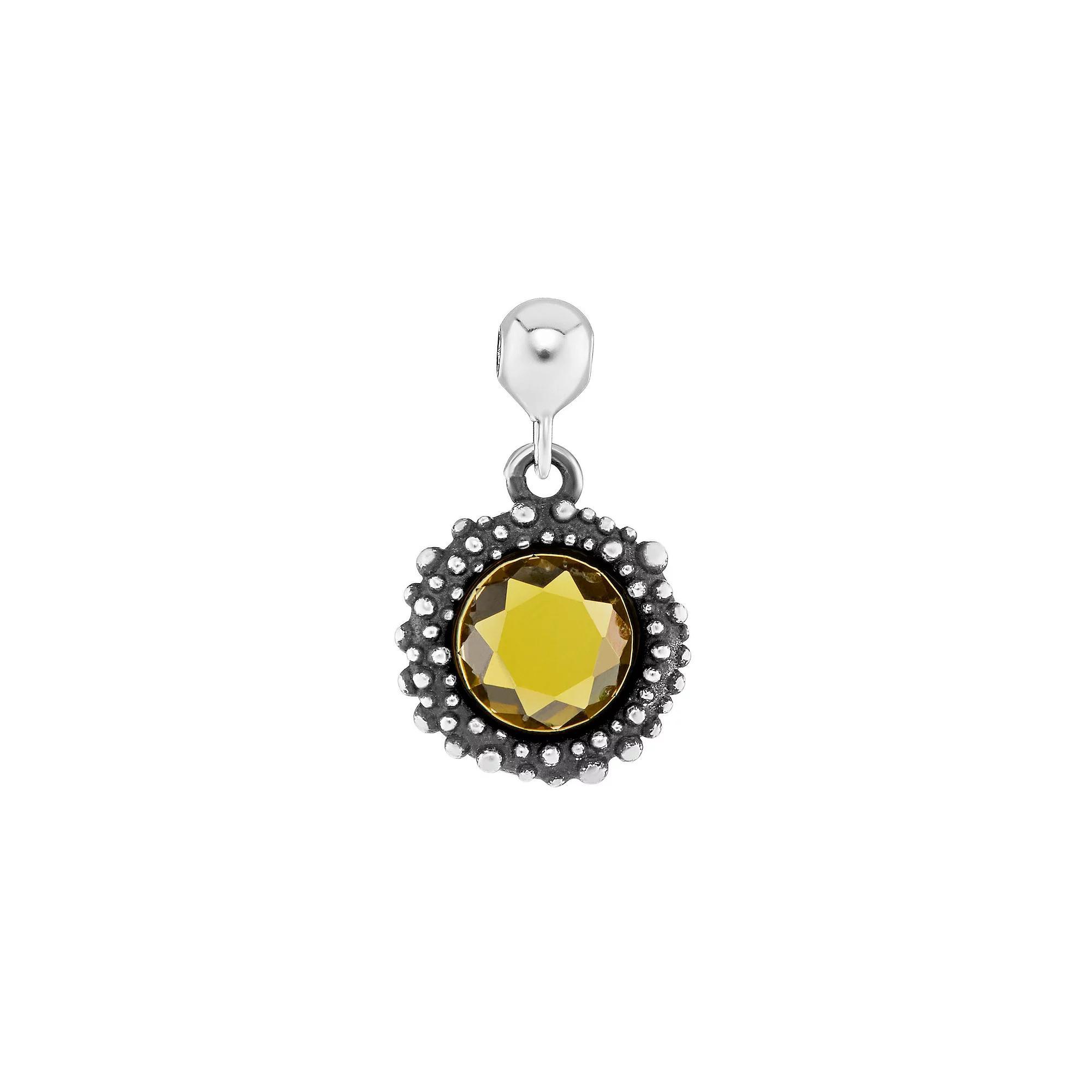 PRIMROSE Sterling Silver Oxidized Beaded Round Cubic Zirconia, Red Corundum & Spinel Sliding Charm, Women's, Sterling May Product Image