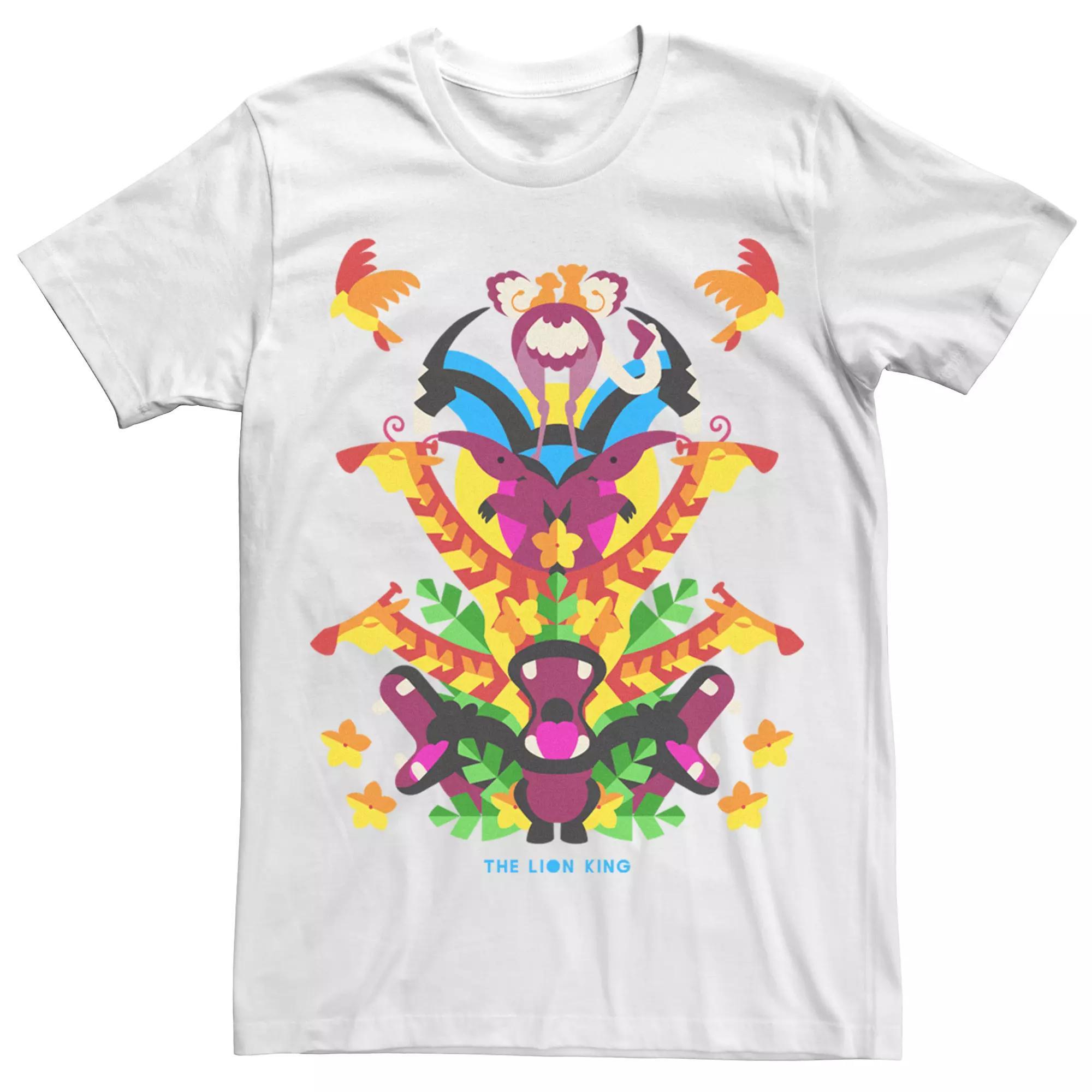 Men's Lion King Colorful Animal Stack Tee, Size: XXL, White Product Image