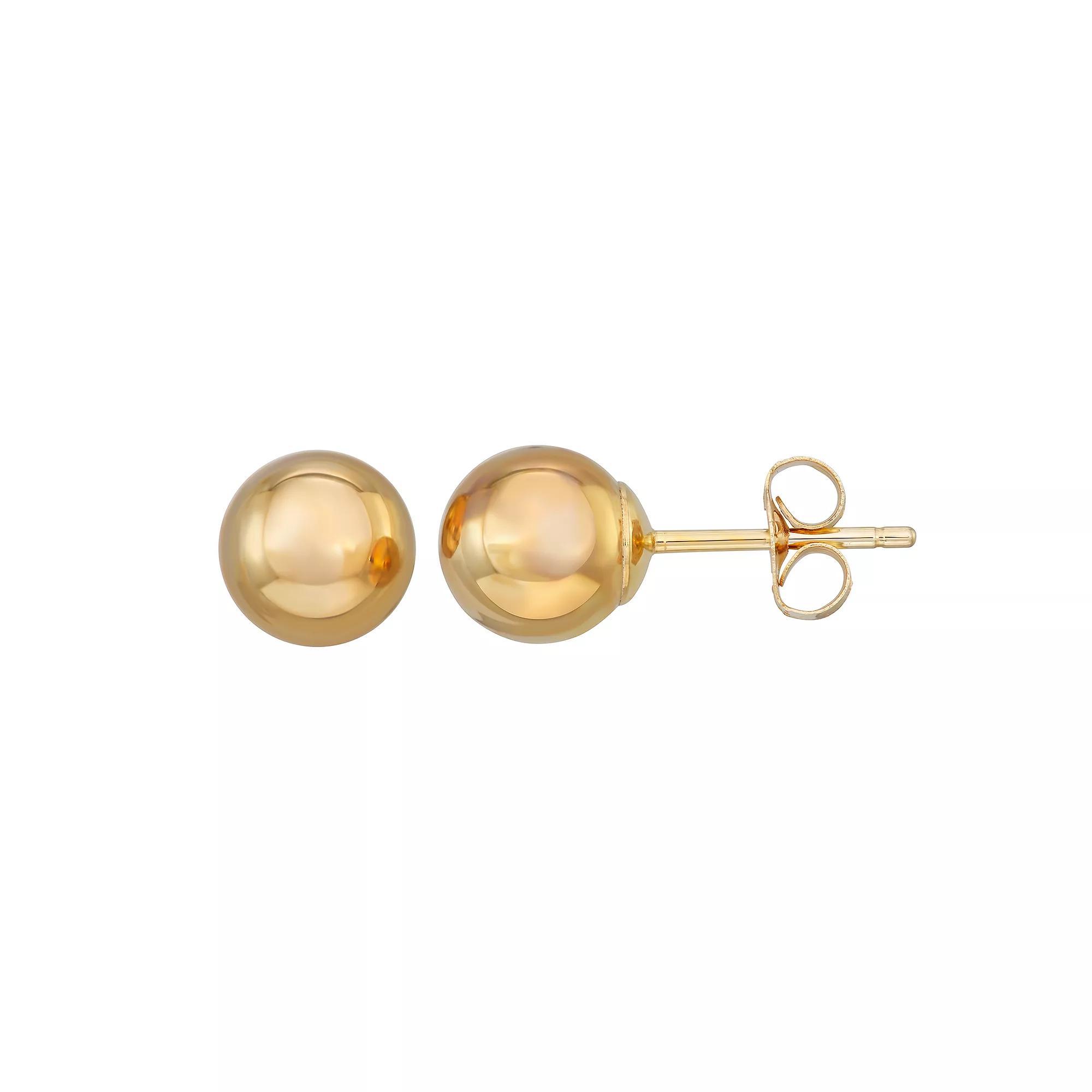 18k Gold 6 mm Ball Stud Earrings, Women's Product Image