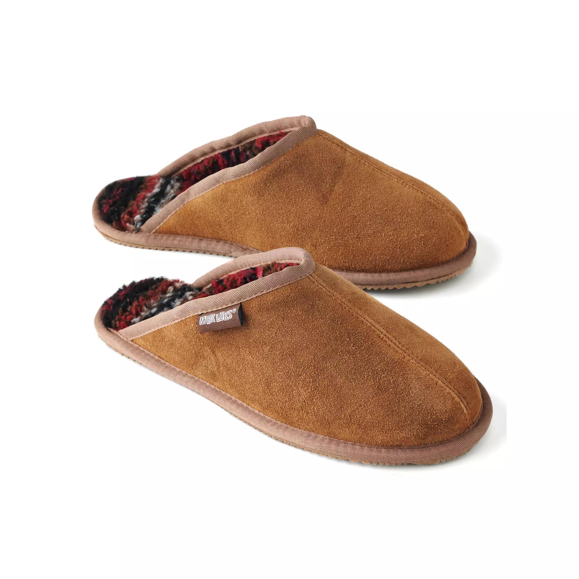 MUK LUKS Dave Mens Printed Berber Suede Scuff Slippers Product Image